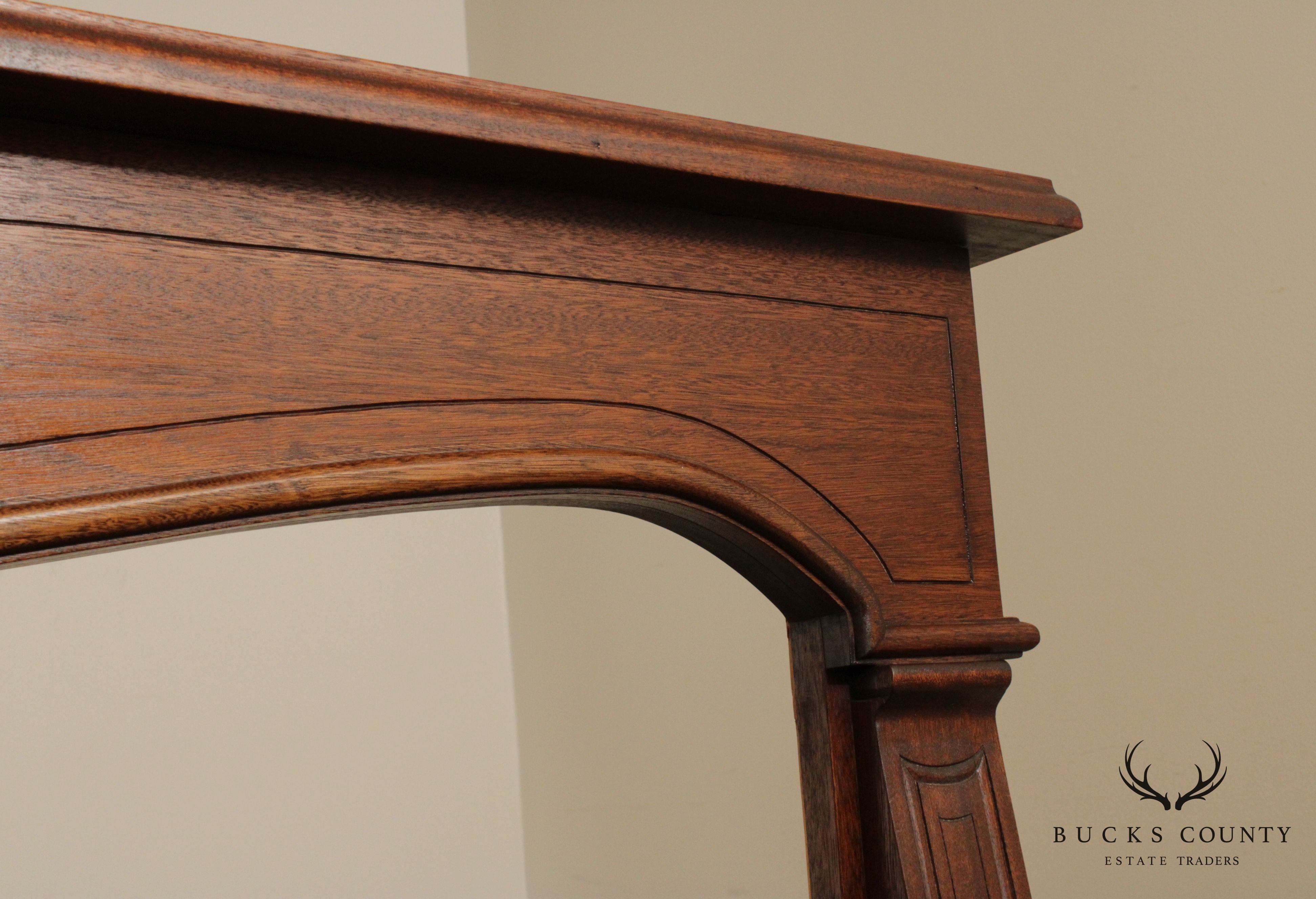 Custom Quality Mahogany Shell-Carved Fireplace Mantel
