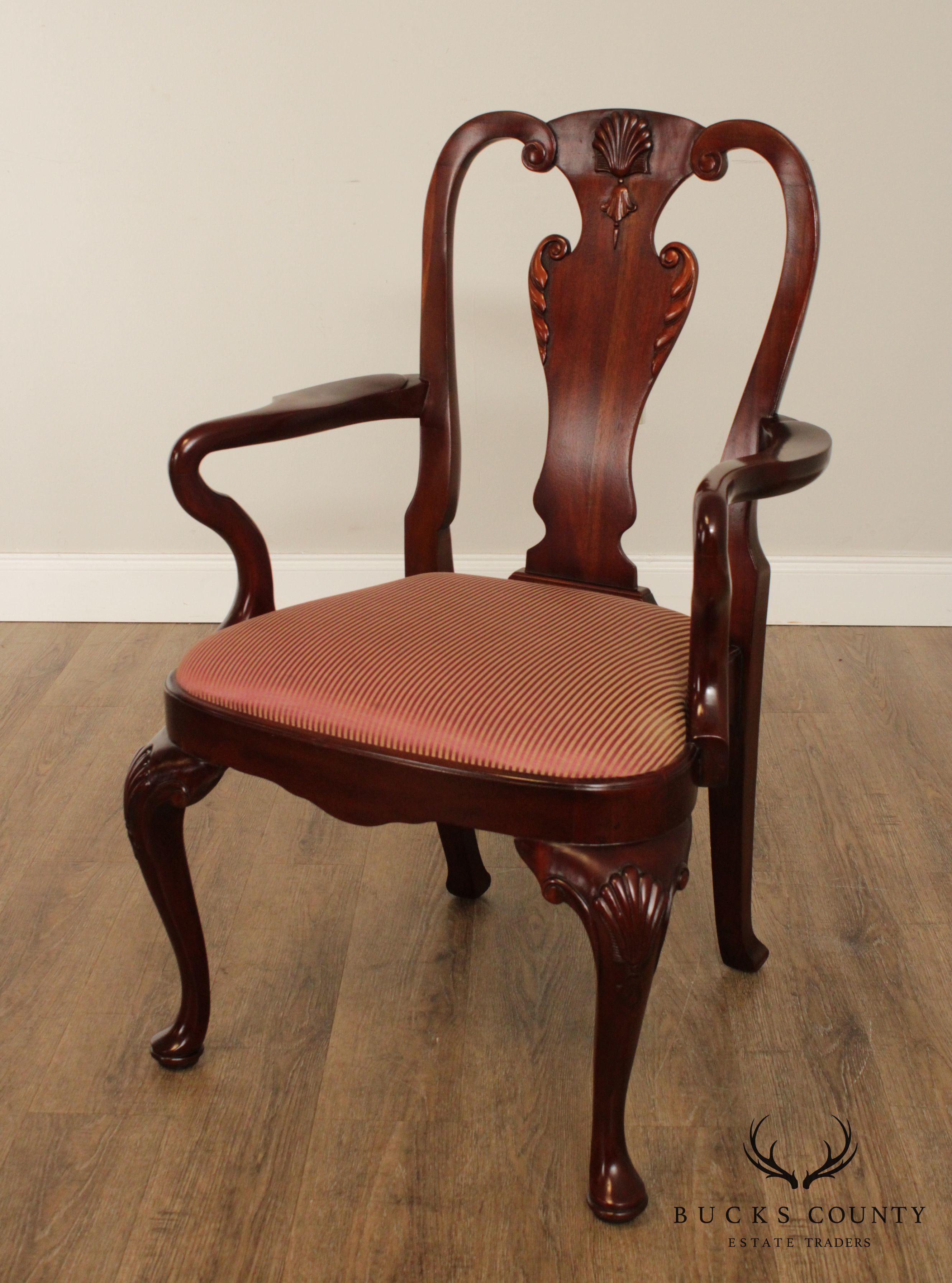 Maitland Smith Georgian Style Set 8 Solid Mahogany Dining Chairs