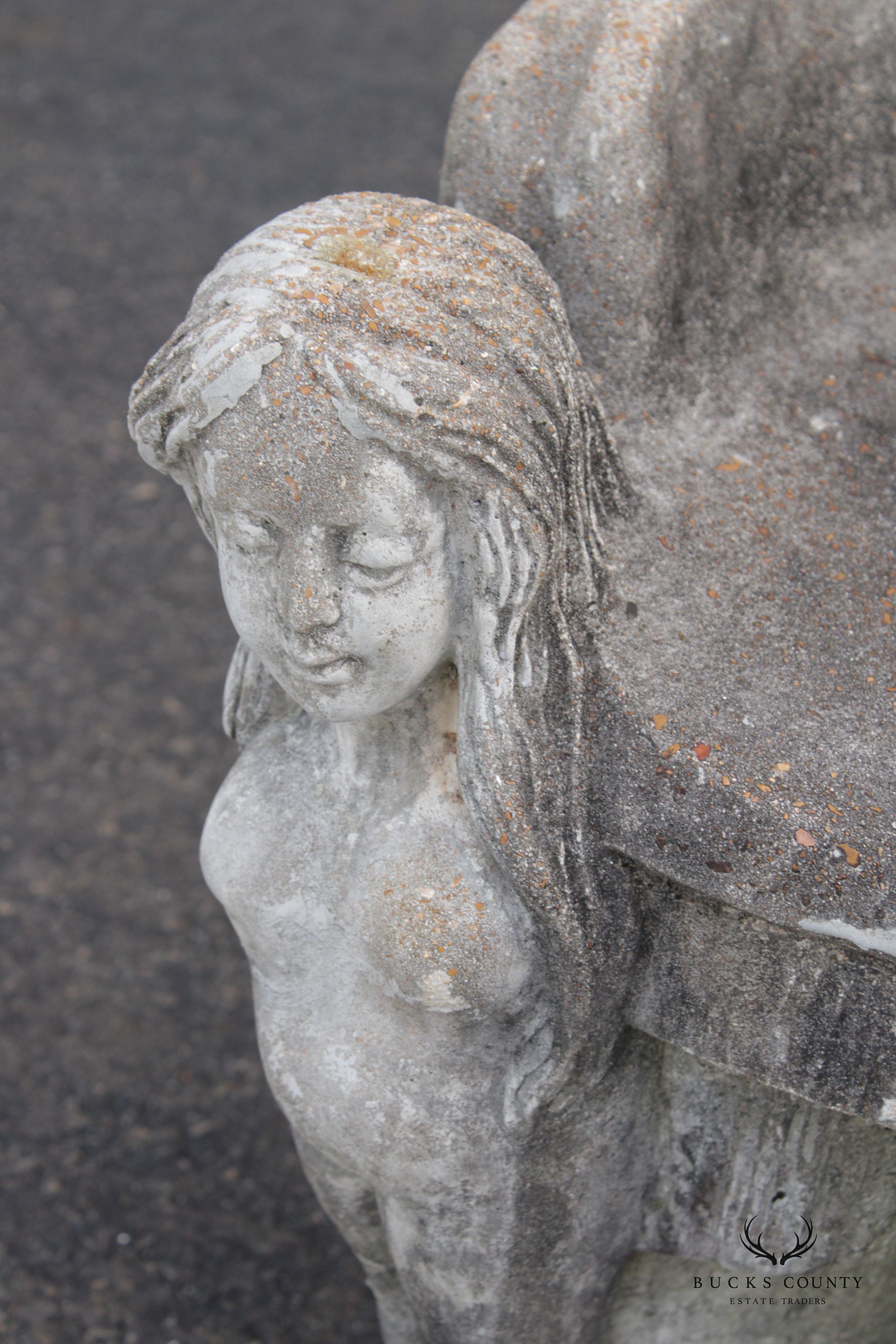 Antique Figural Pair Concrete Stone Grotto Garden Chairs