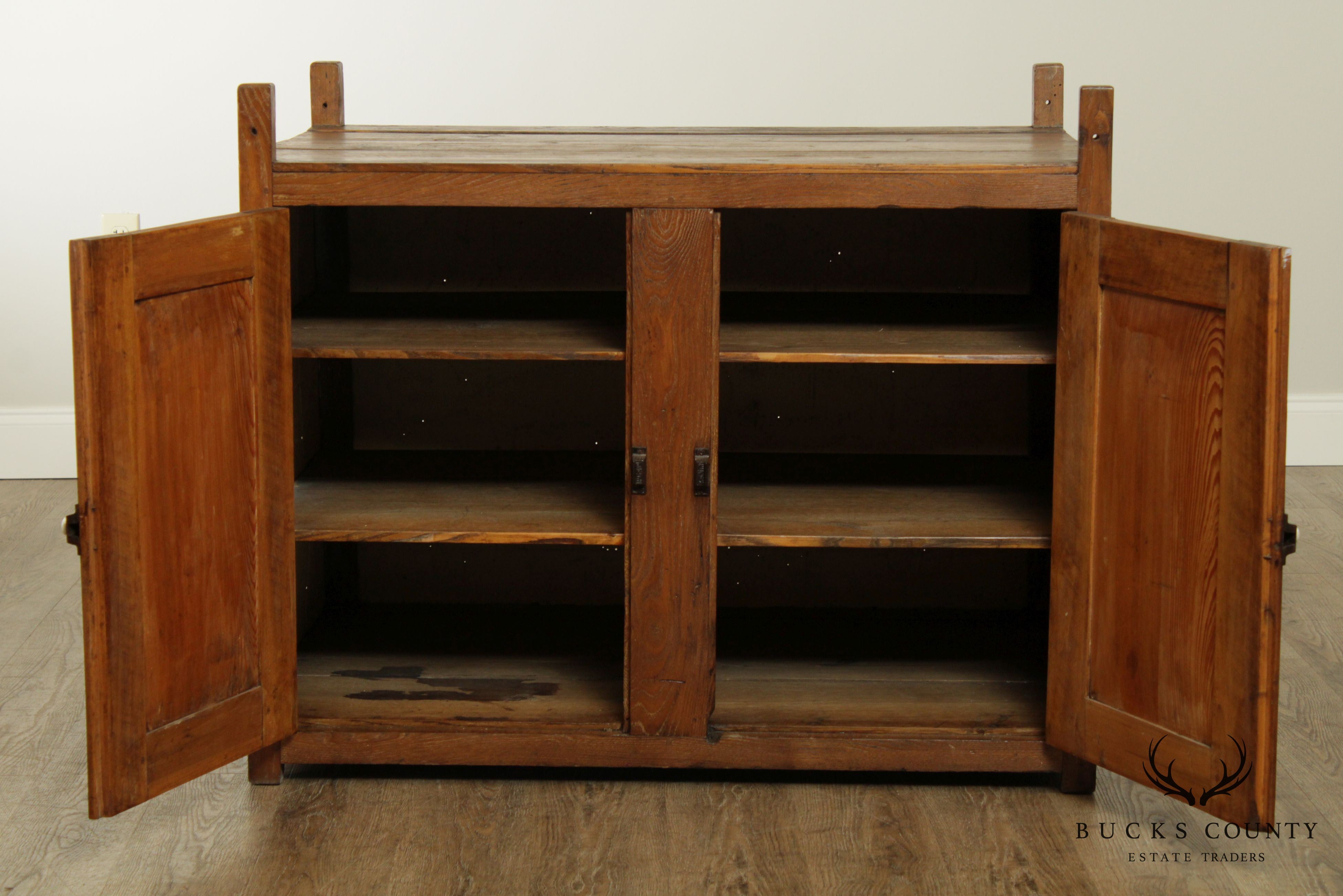 Antique Lehigh Valley Pennsylvania Pierced Tin Hanging Pie Safe Cupboard