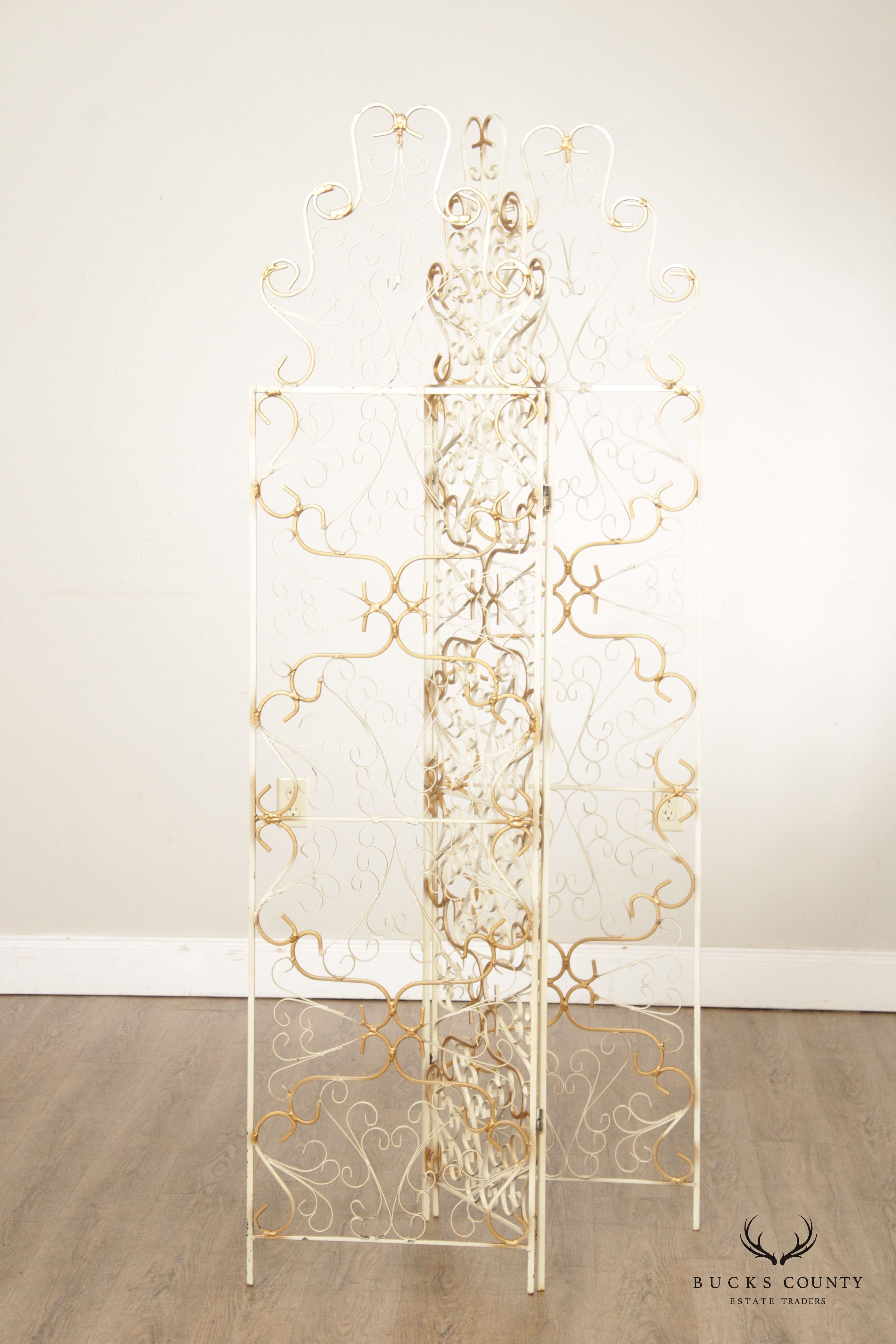 Mid Century Wrought Iron Three-Panel Folding Screen