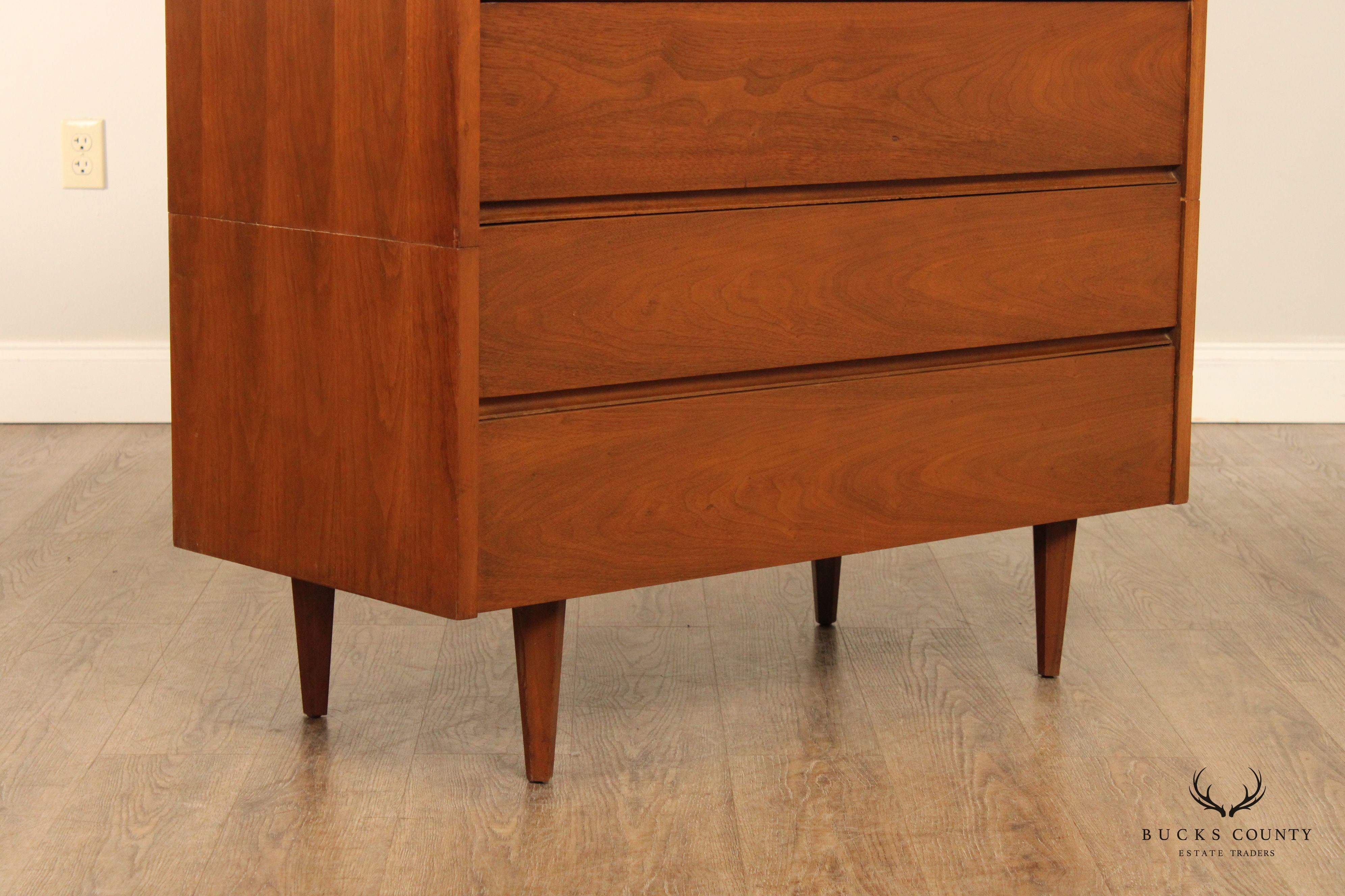 Mid Century Modern Walnut Highboy Chest of Drawers
