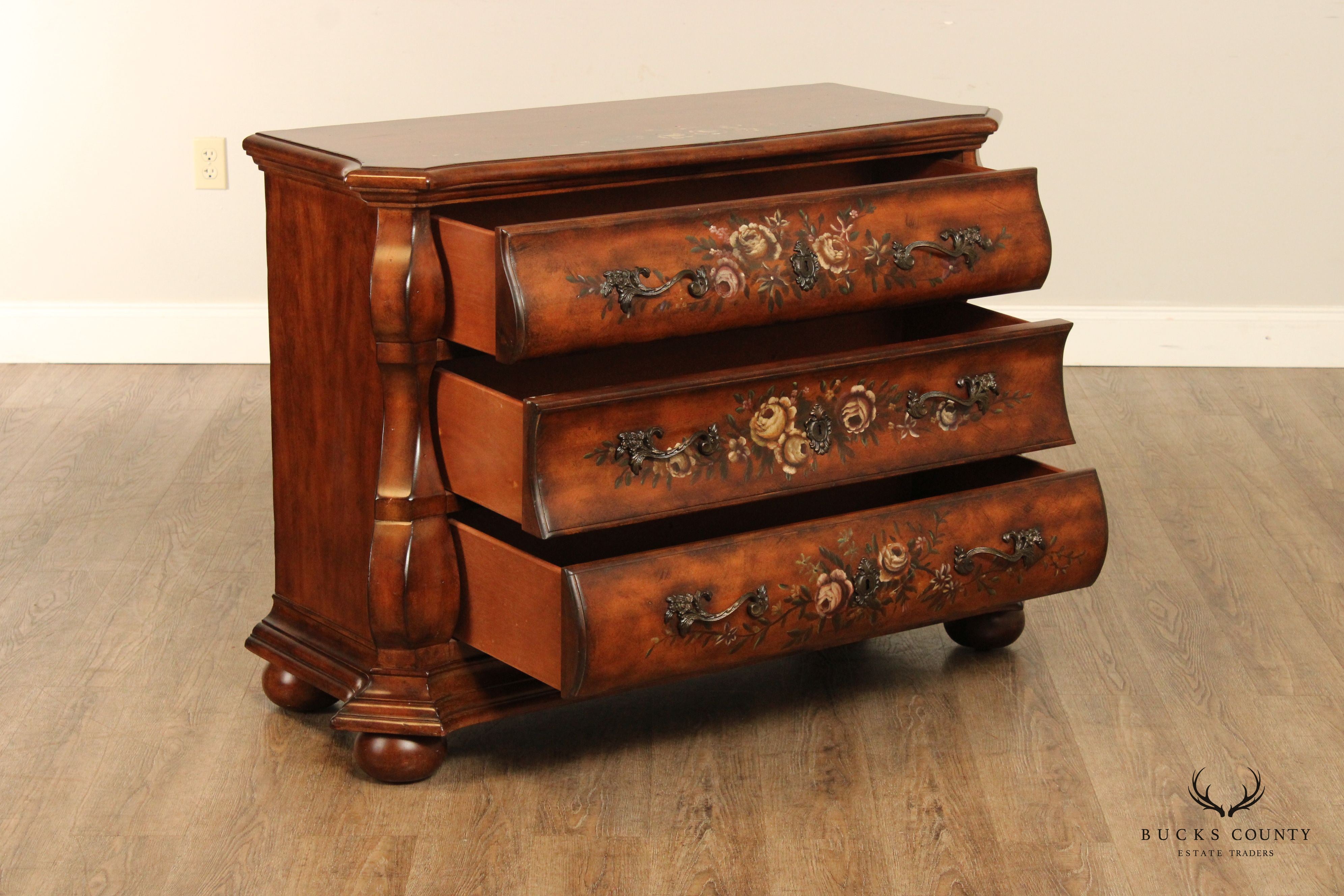 Ethan Allen Paint Decorated 'Tuscany' Bombe Chest