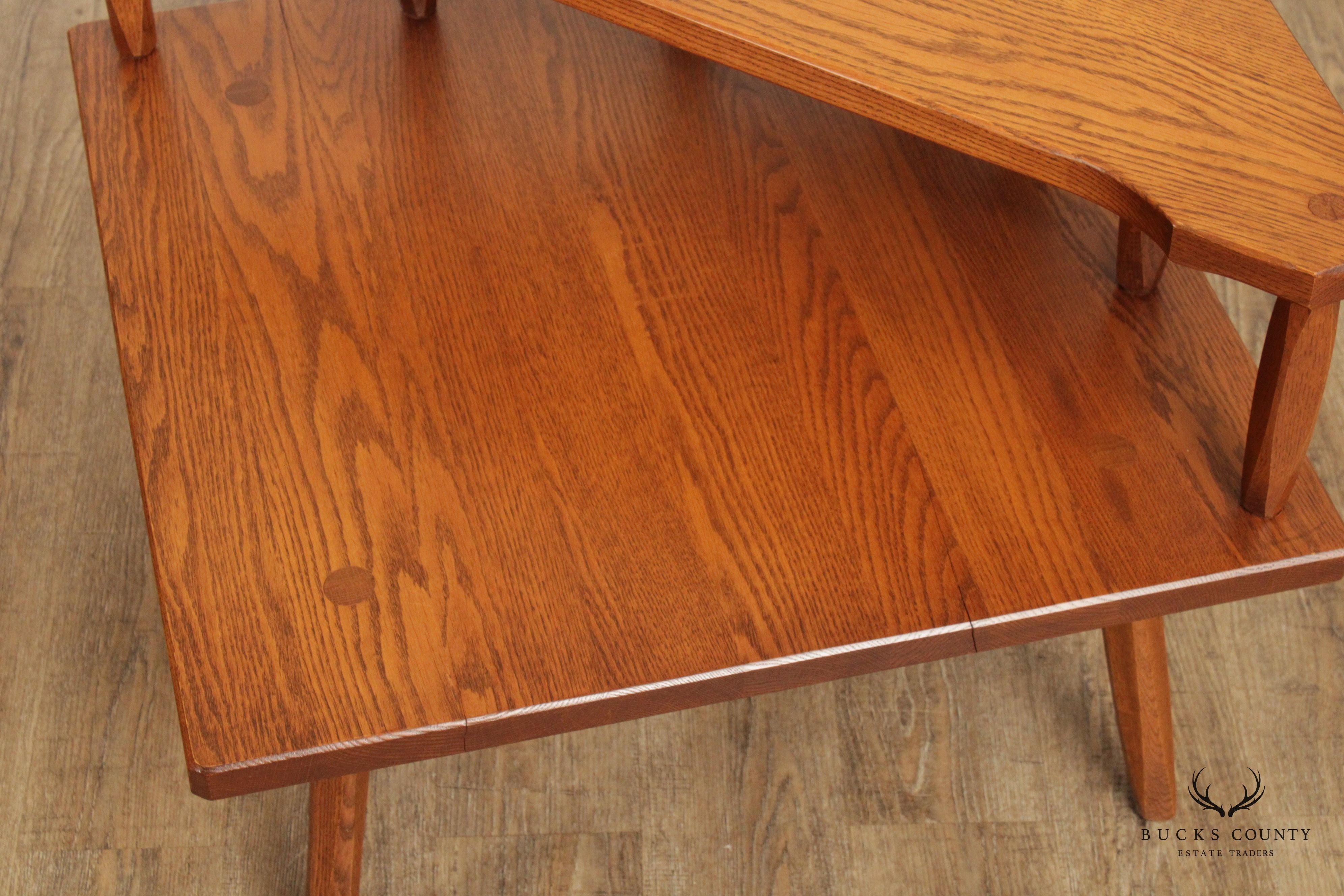 Hunt Country Furniture Two Tier Oak Corner Table