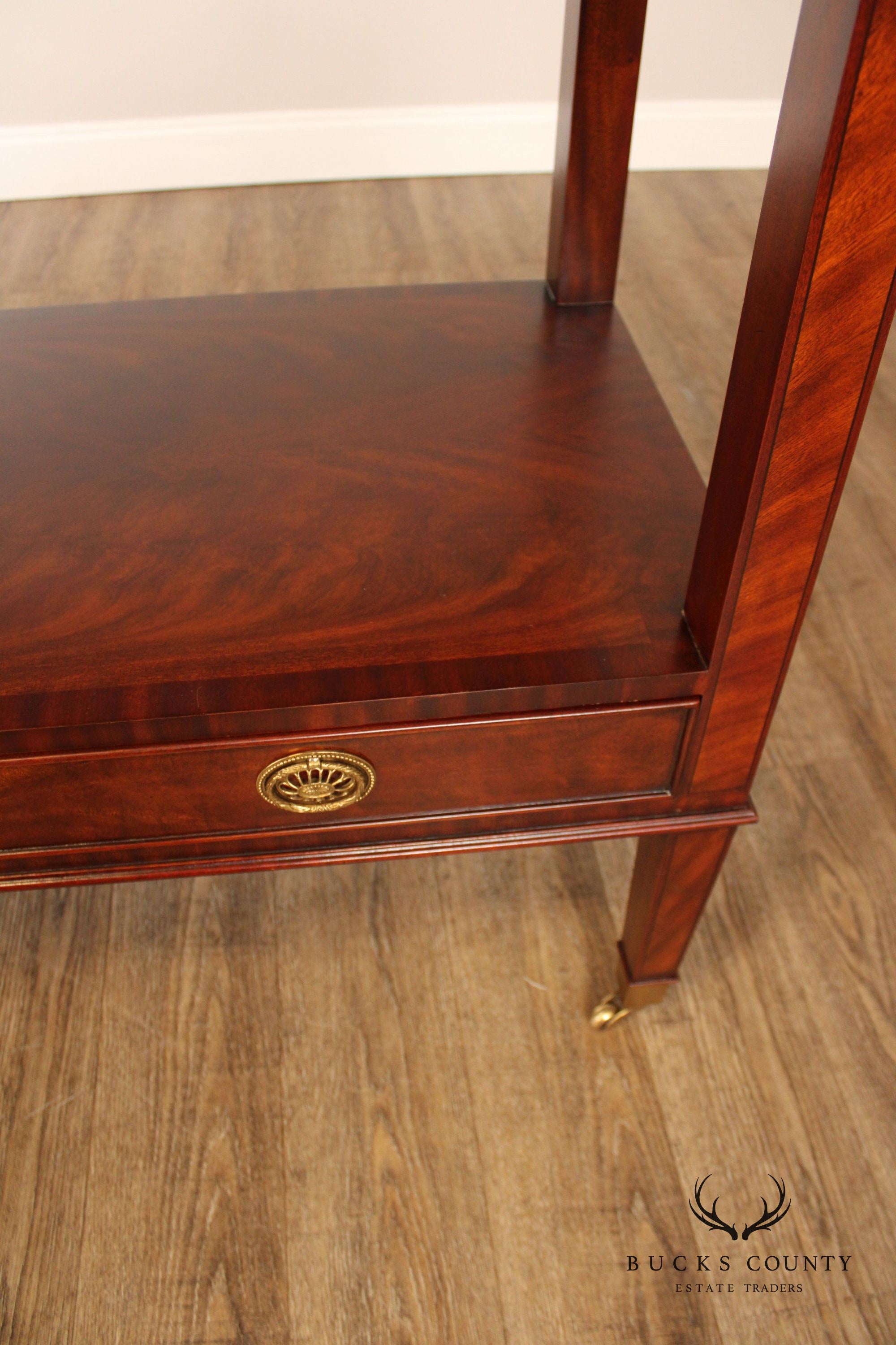 Maitland Smith Regency Style Inlaid Mahogany Two-Tier Server