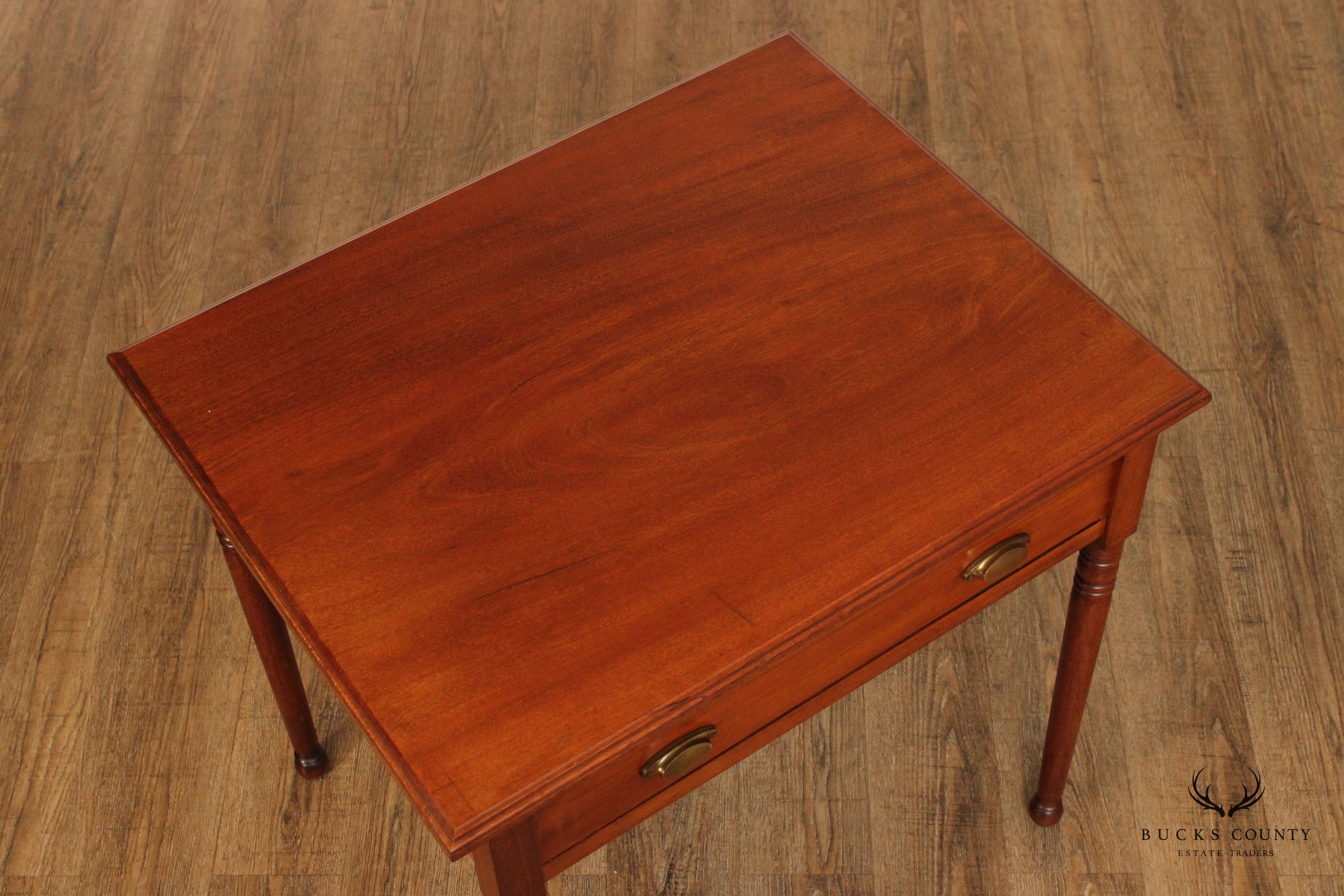 Sheraton Style Antique Mahogany One-Drawer Writing or Side Table