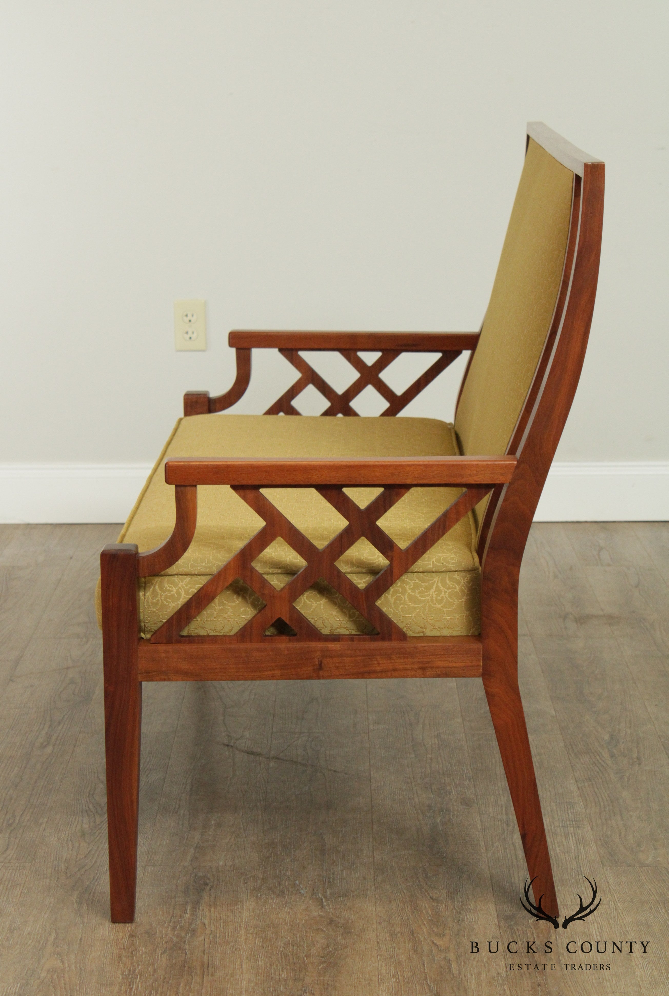 Mid Century Modern Custom Quality Pair Walnut Settees