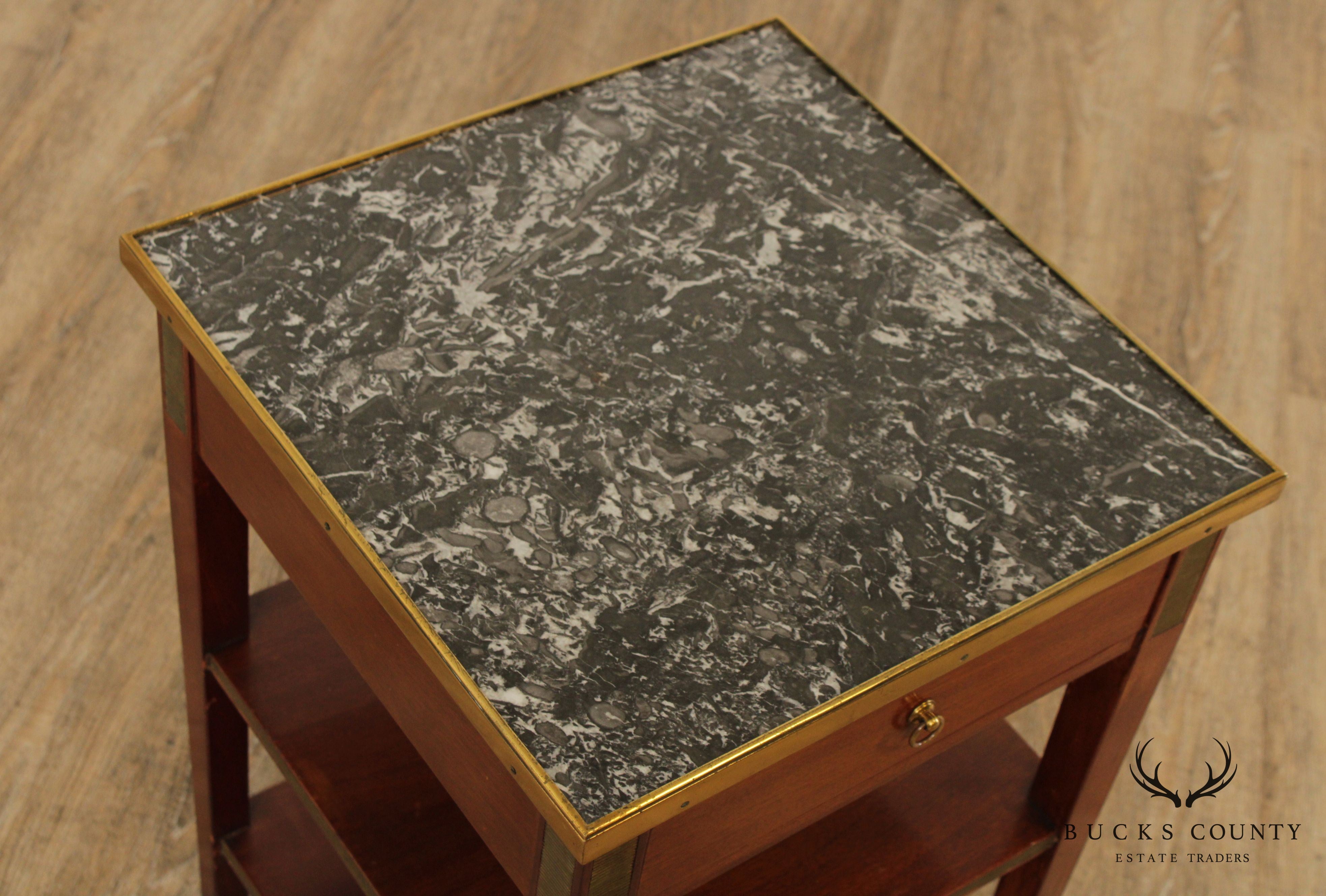 Edward Garratt Directoire Style Mahogany Marble Top Side Table