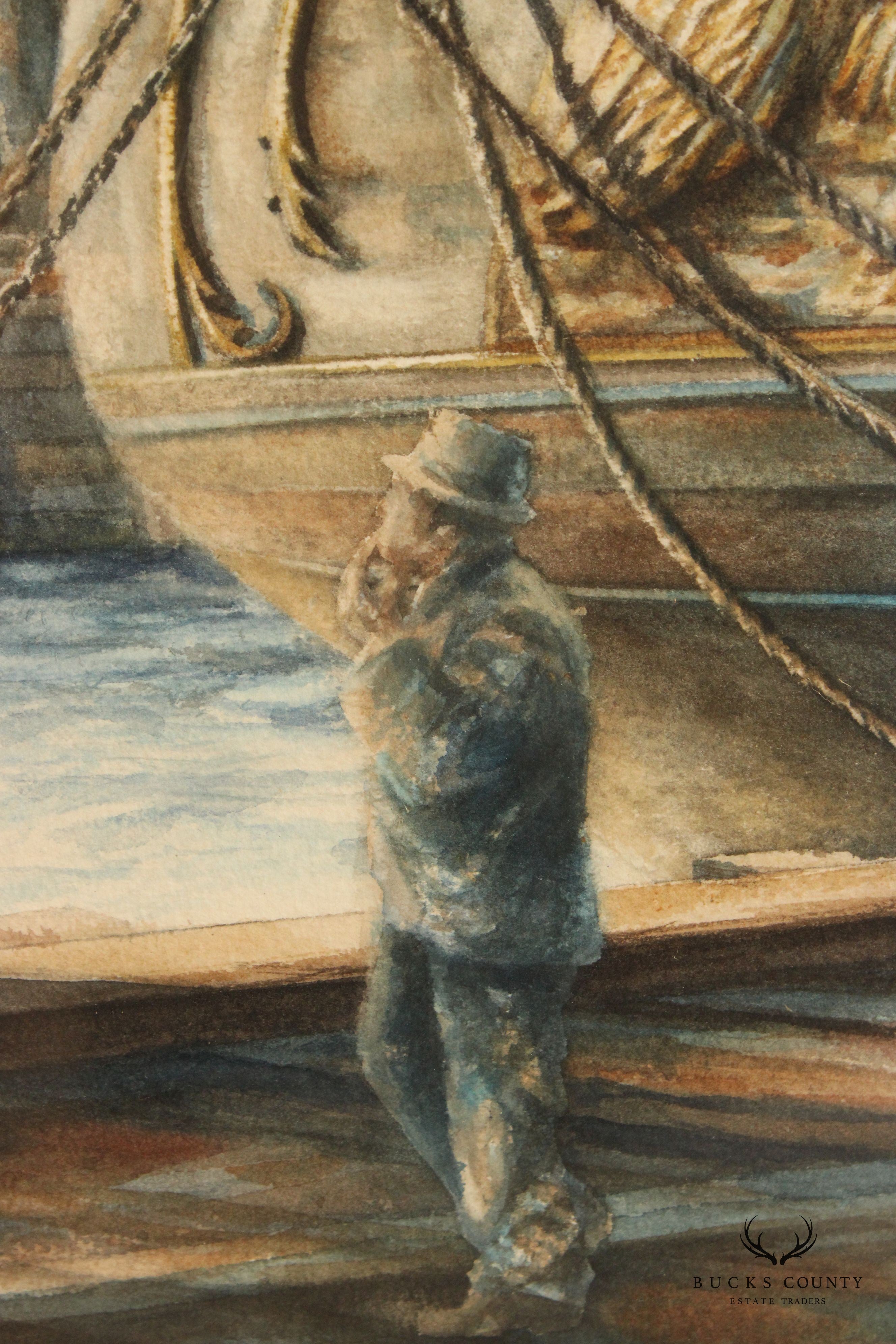 Keith Miller 1970s Ship Loading Docks Fine Art Print, Custom Framed