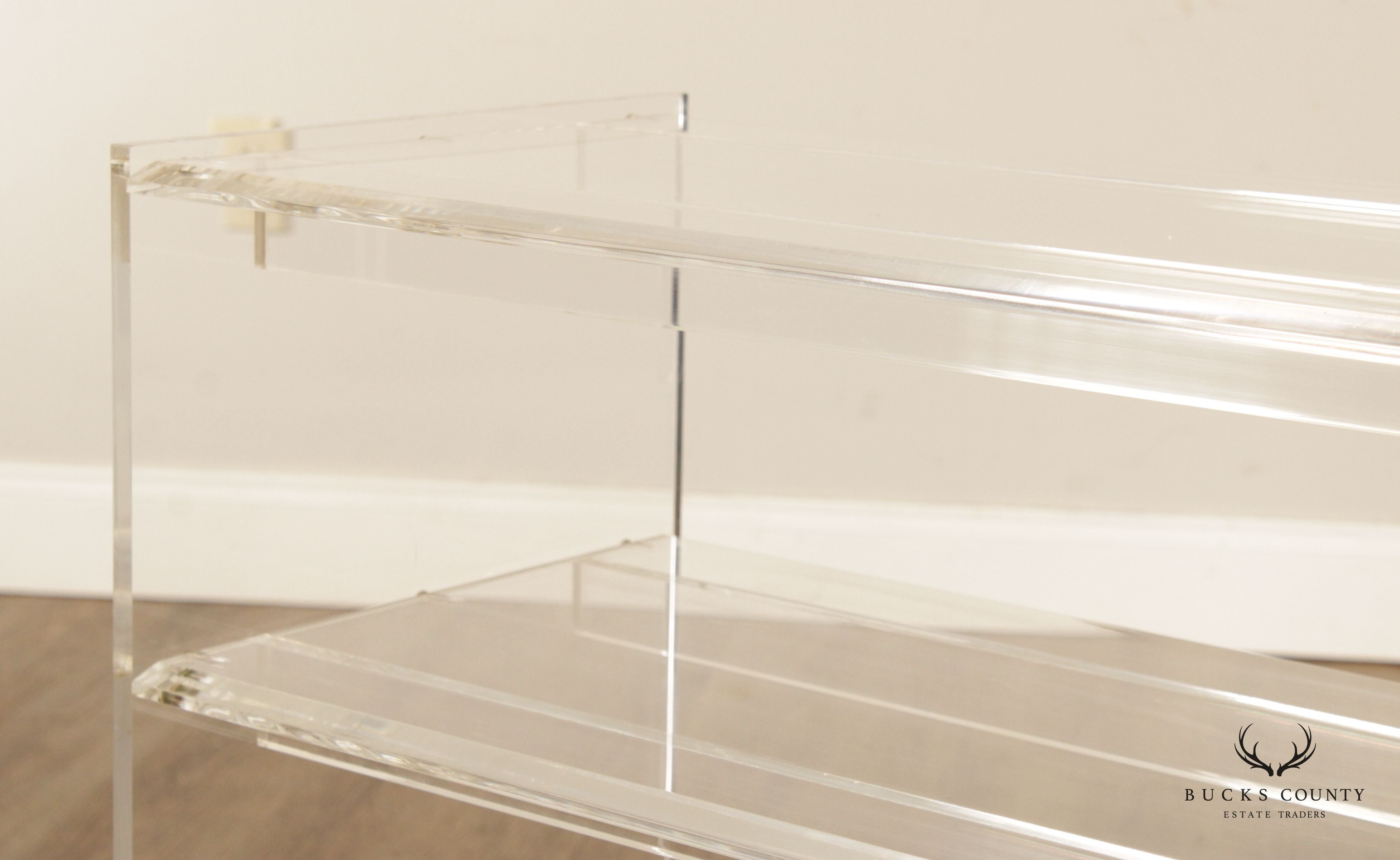 Mid Century Modern Lucite 3-Tier Serving Bar Cart