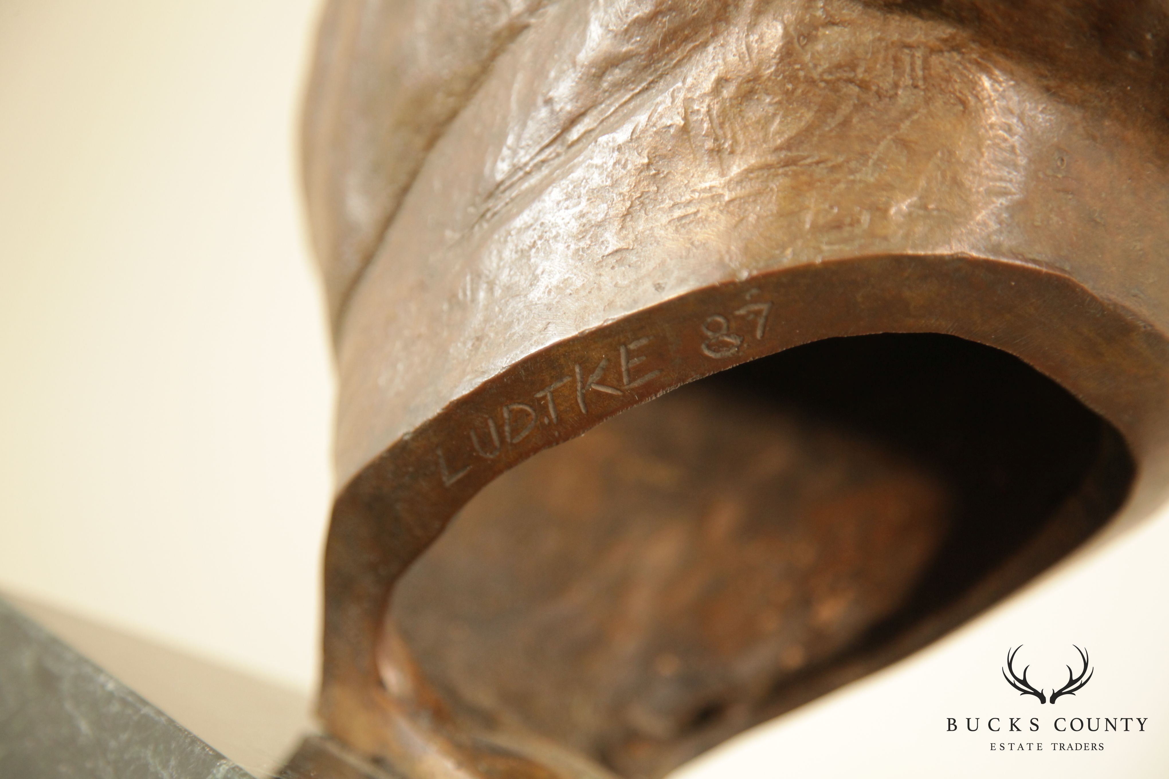 Lawrence Ludtke 1980s Bronze Male Bust Portrait