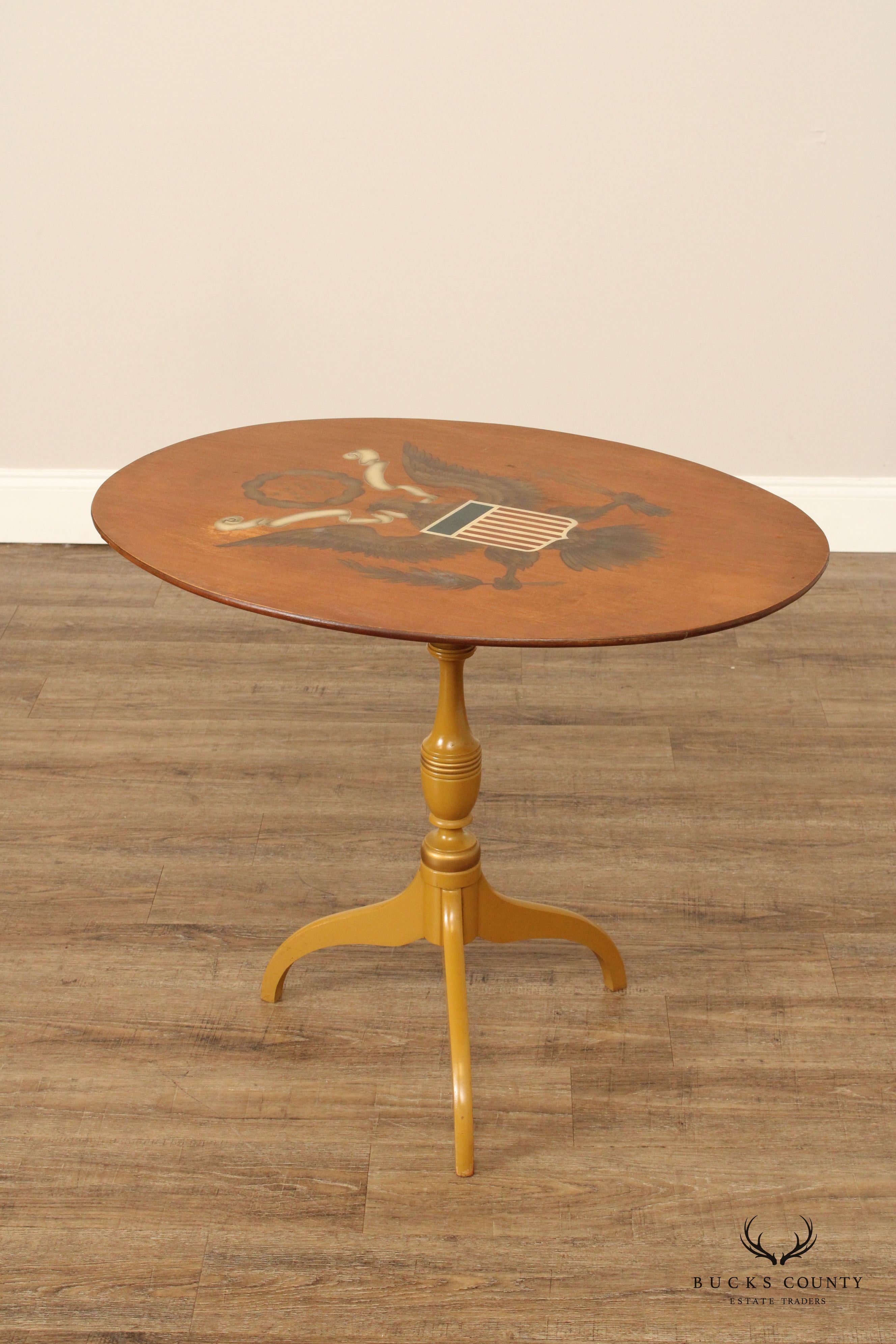 L. Hitchcock Federal Style Eagle Stenciled Tilt-Top Table