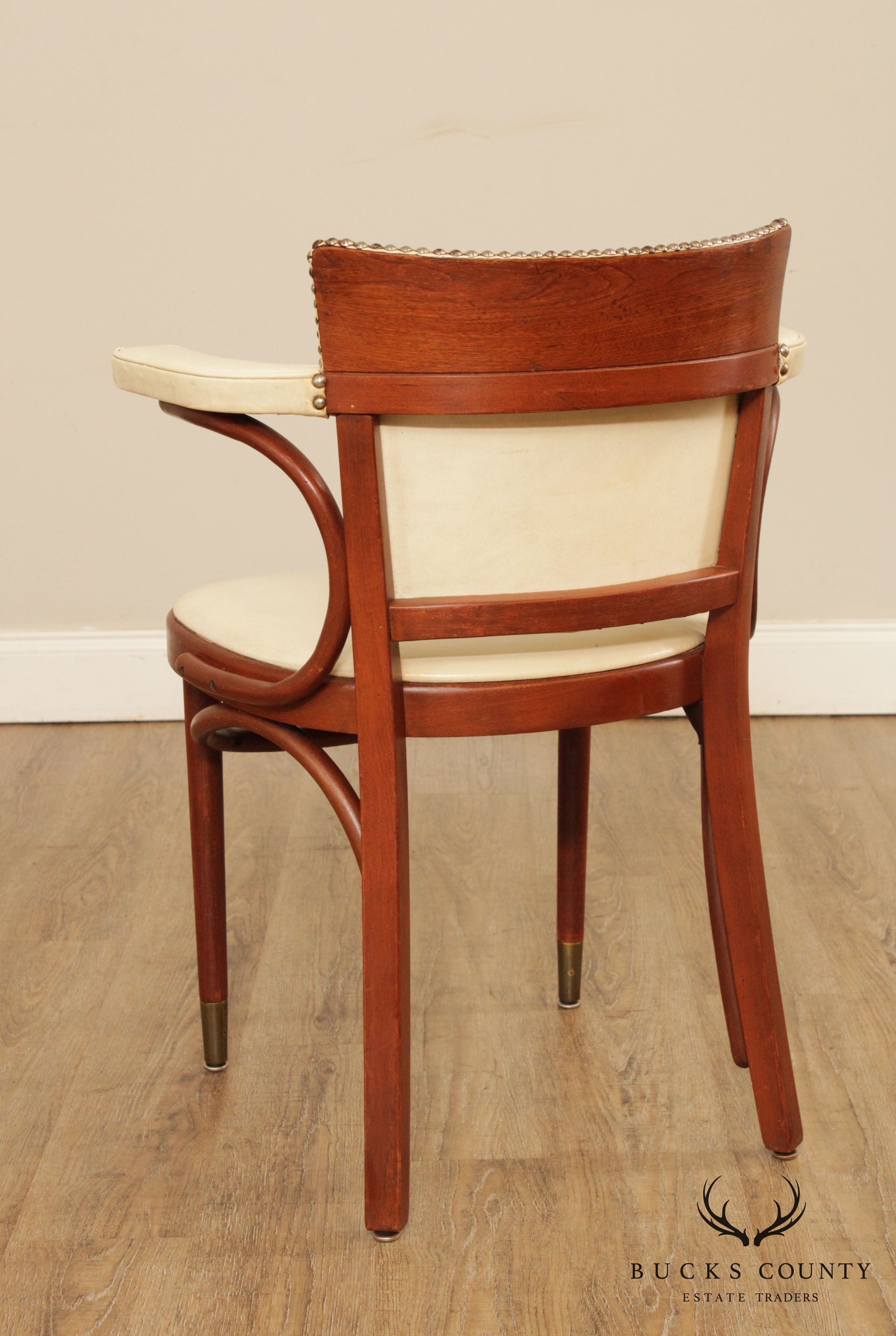 Thonet Mid Century Art Deco Style Pair Bentwood Armchairs