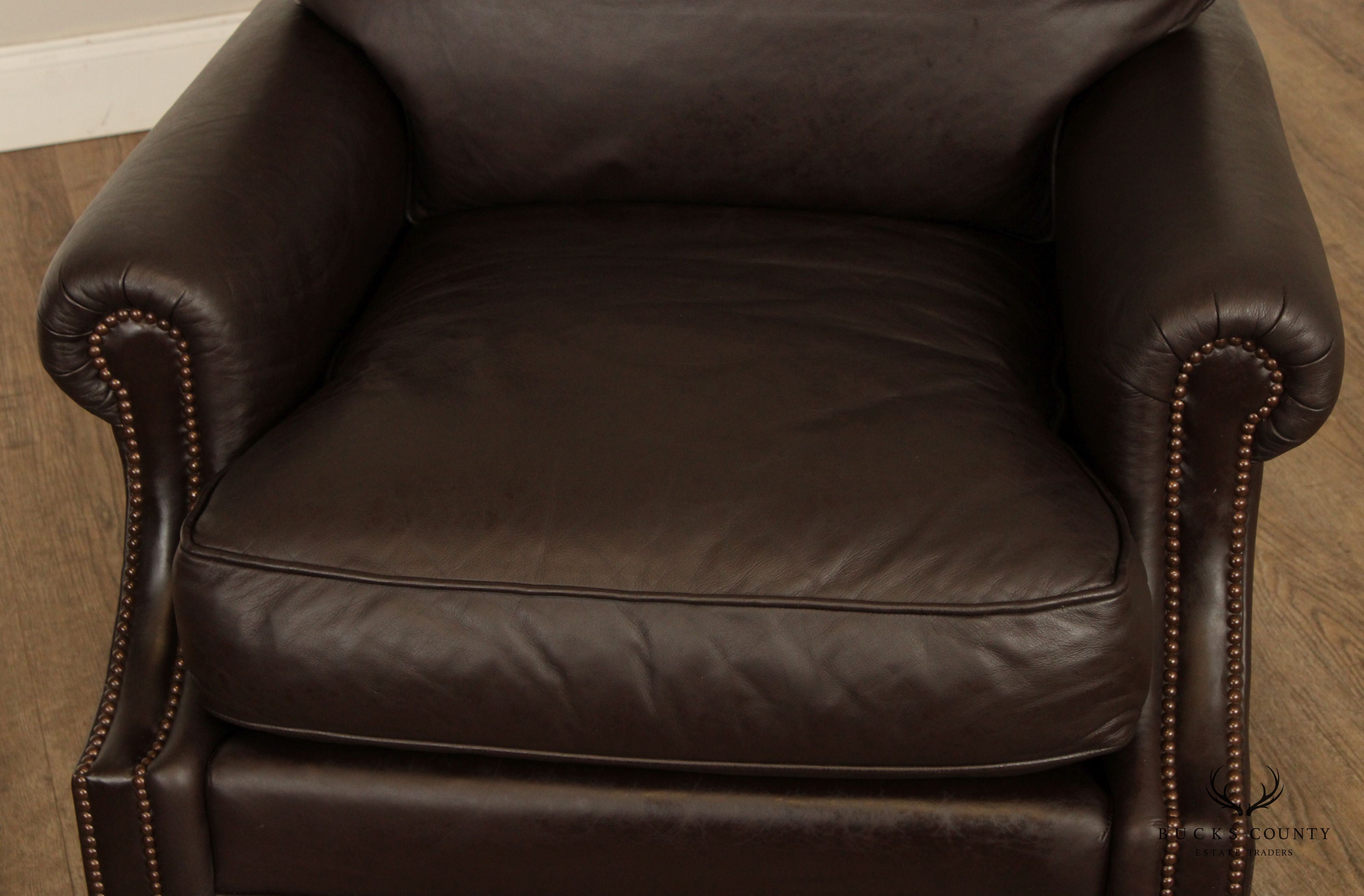 Baker Furniture Pair of Leather Lounge Chairs (C)