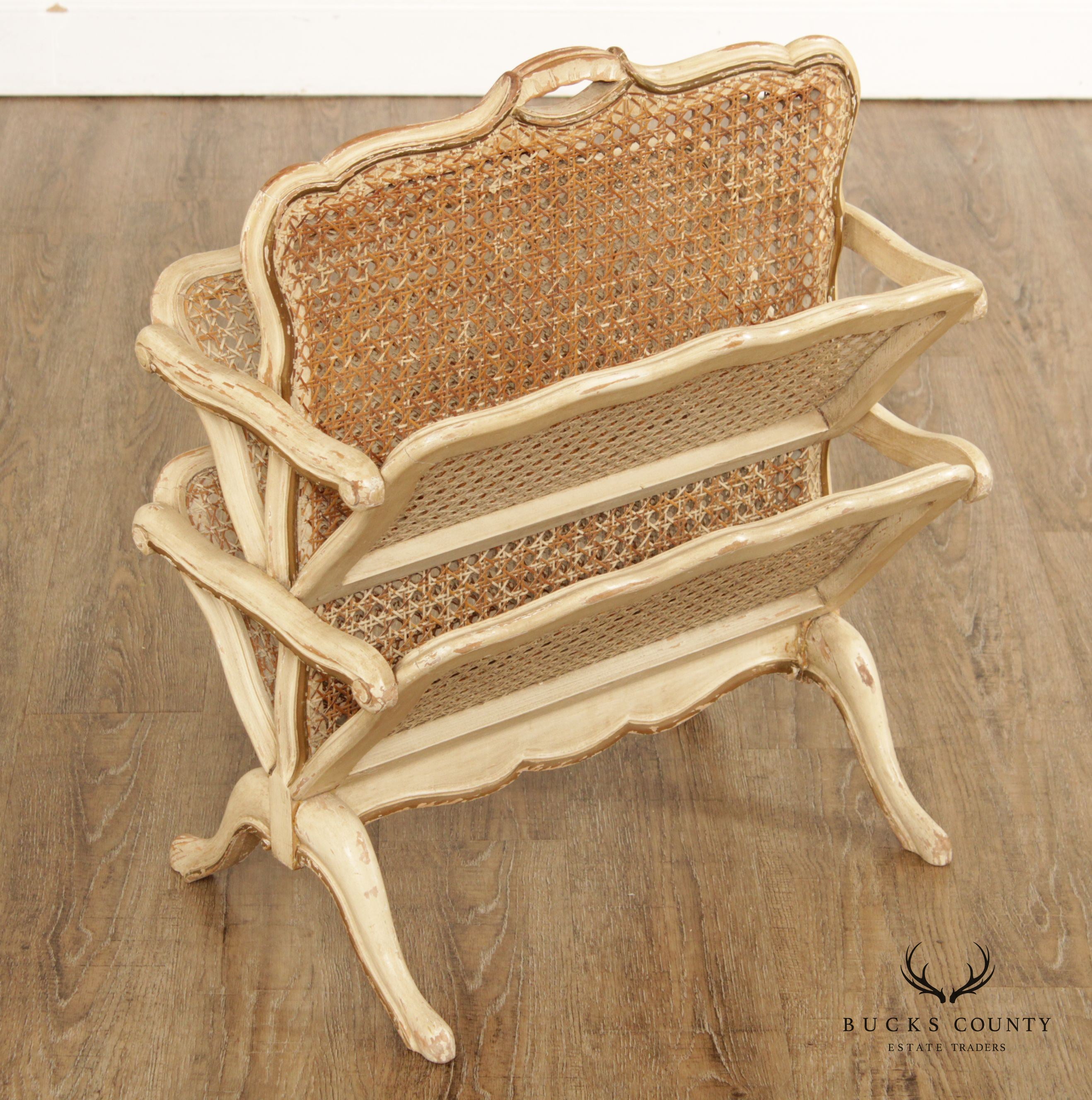 Vintage Louis XV Style Cane Magazine Rack