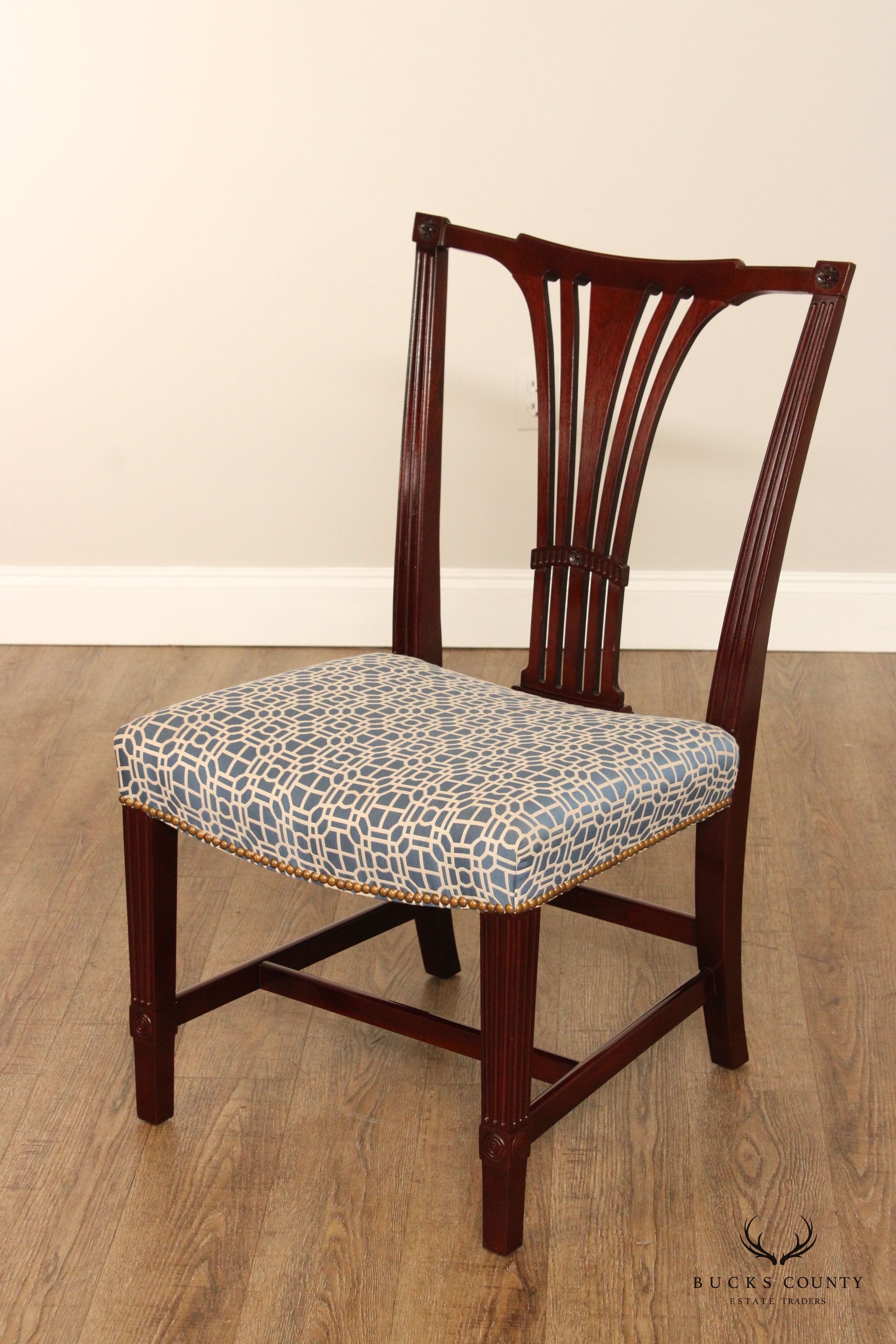 John Widdicomb Chippendale Style Set Six Mahogany Dining Chairs