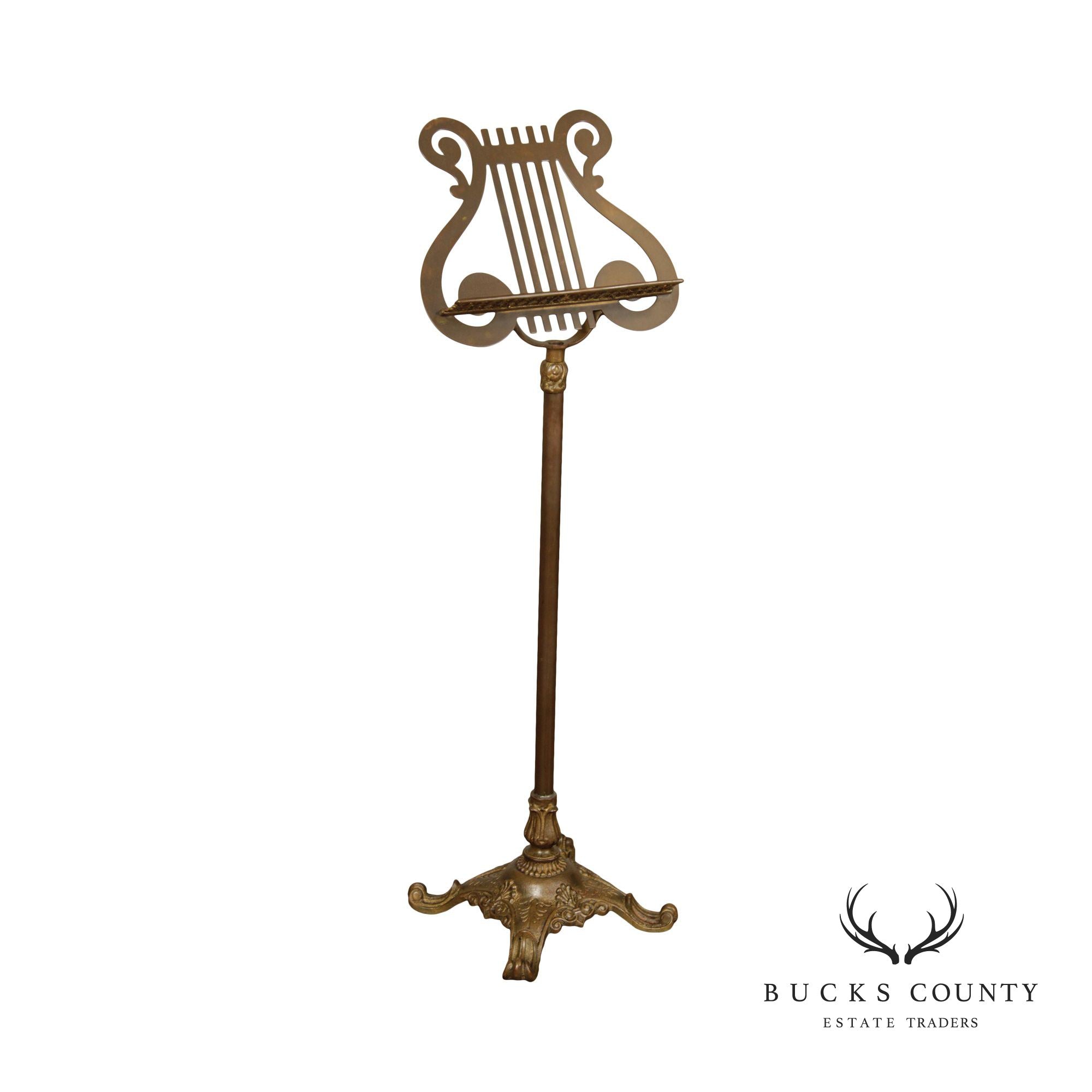 VINTAGE BRASS LYRE MUSIC STAND