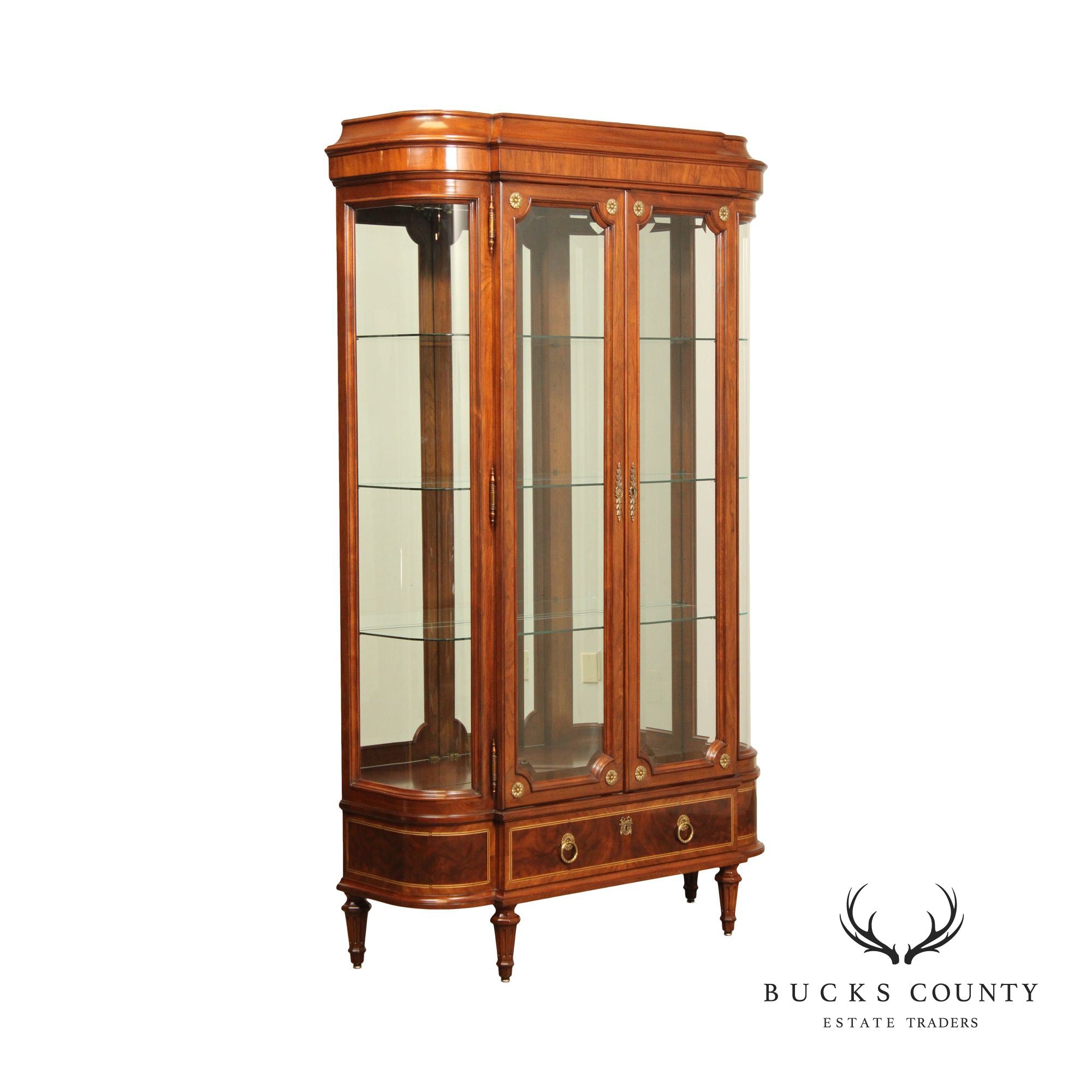Karges Louis XVI Style Walnut and Glass Curio Display Cabinet