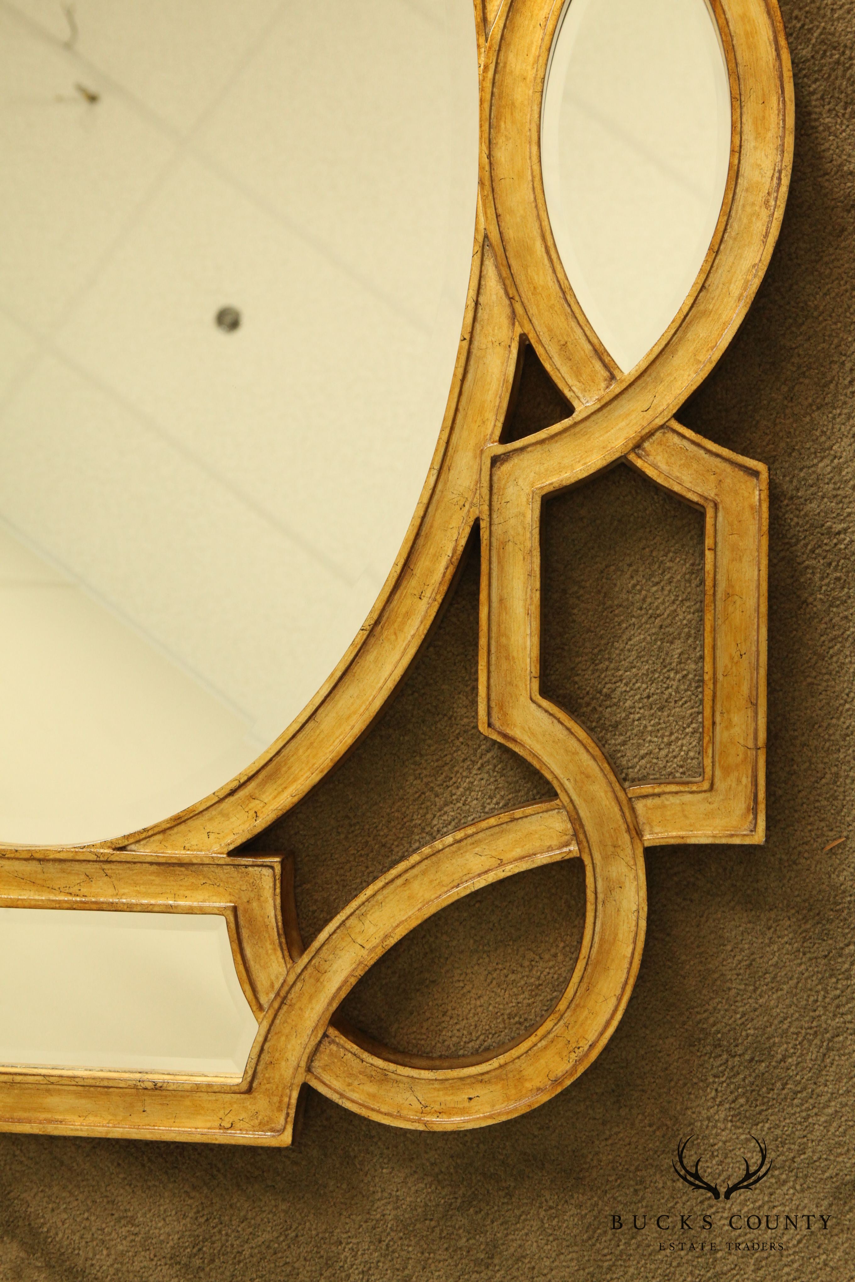 Classic Modern Style Silver Gilt Frame Wall Mirror