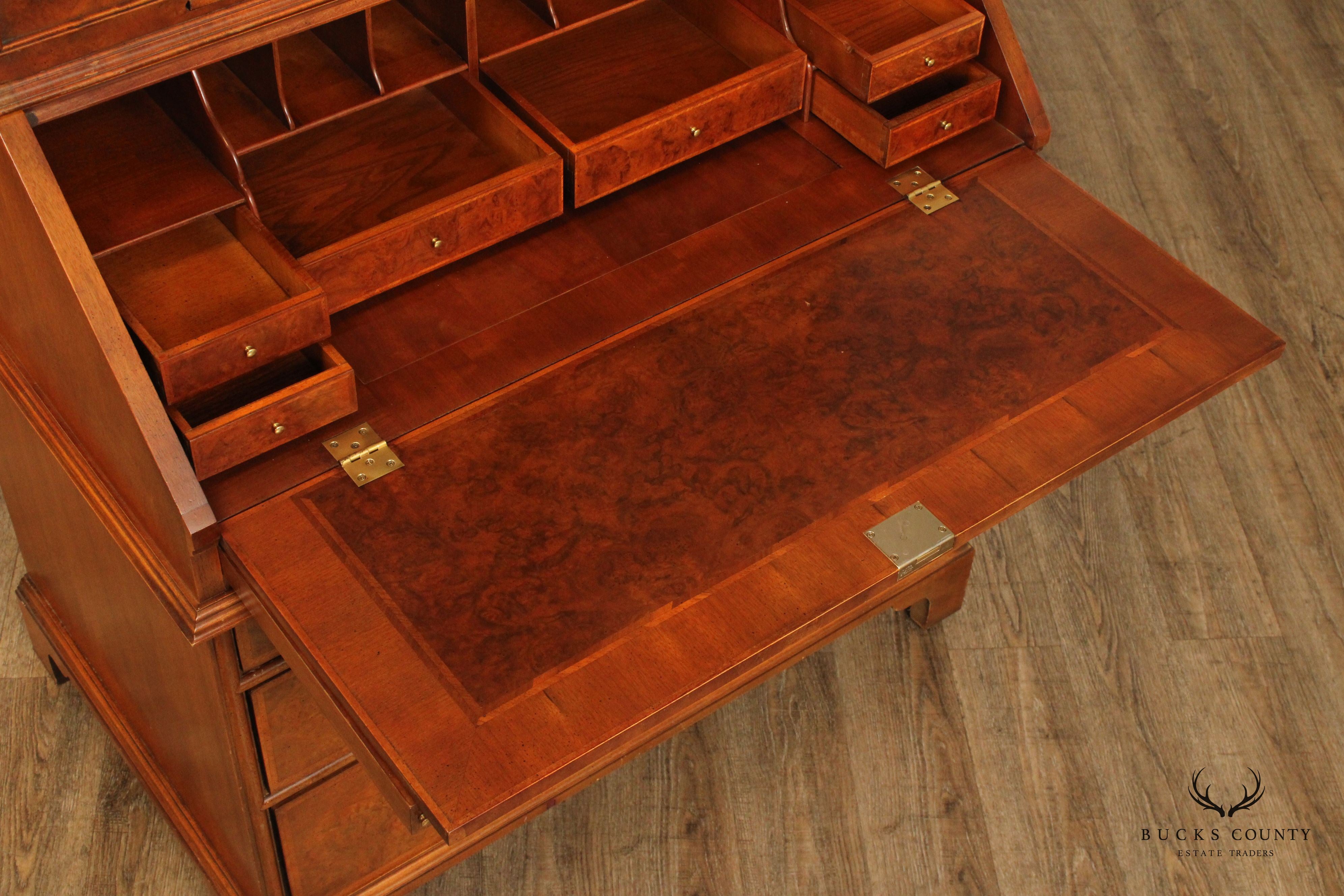 Century 'The British National Trust Collection' Double Bonnet Walnut Secretary Desk