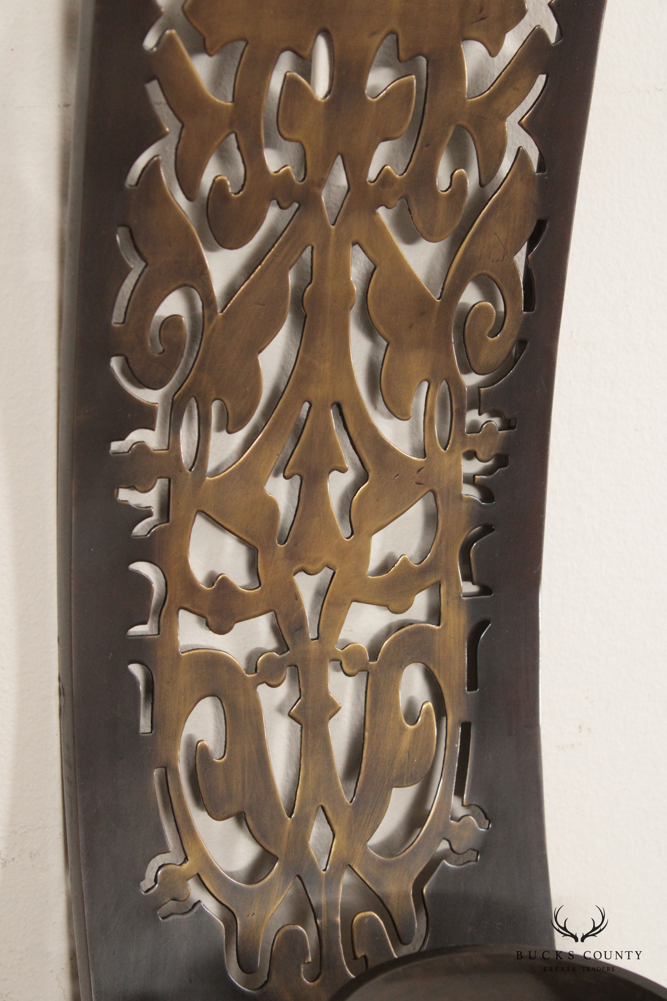 Bombay Company Pair Pierced Brass Candle Wall Sconces
