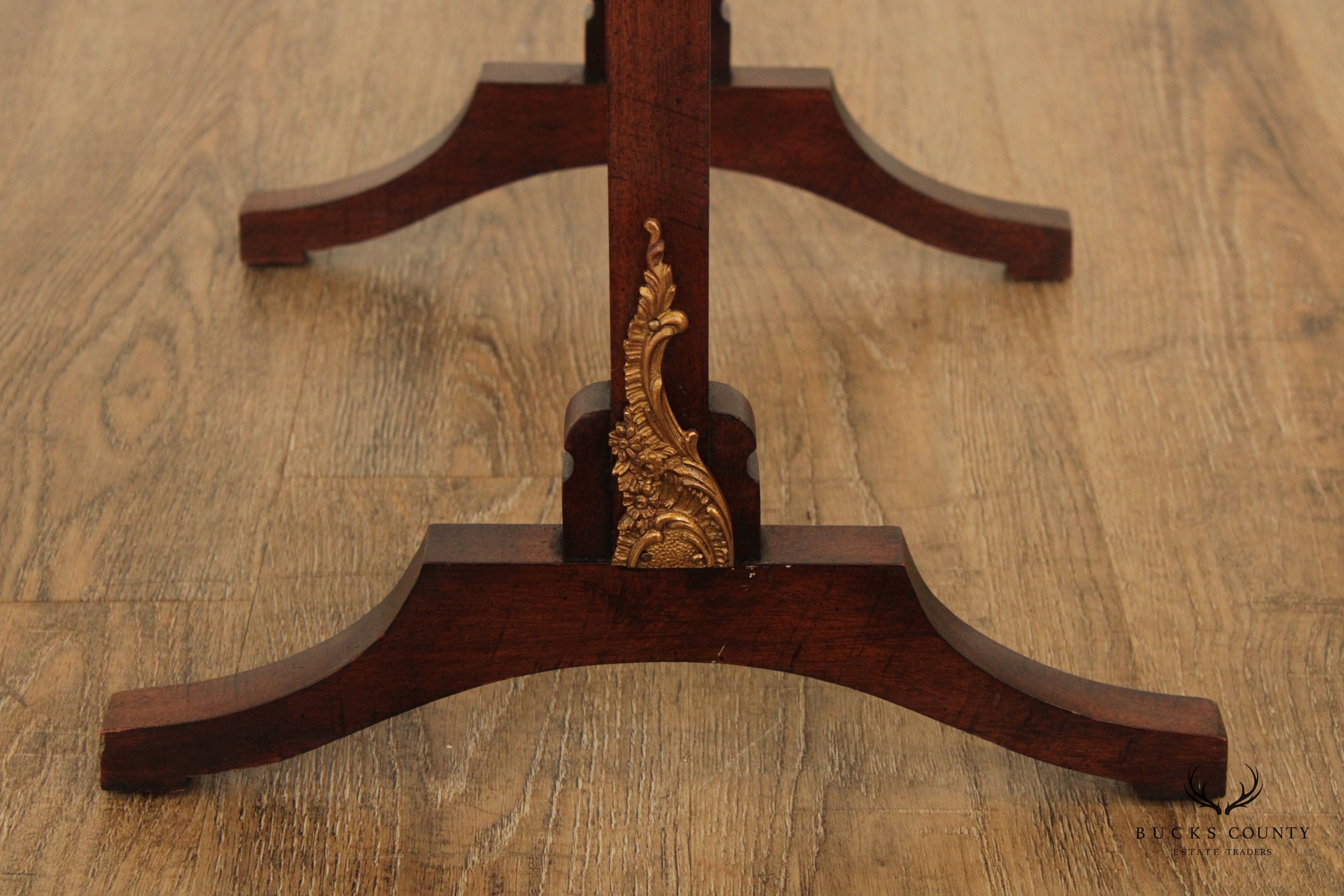 English Victorian Floral Needlepoint Fire Screen