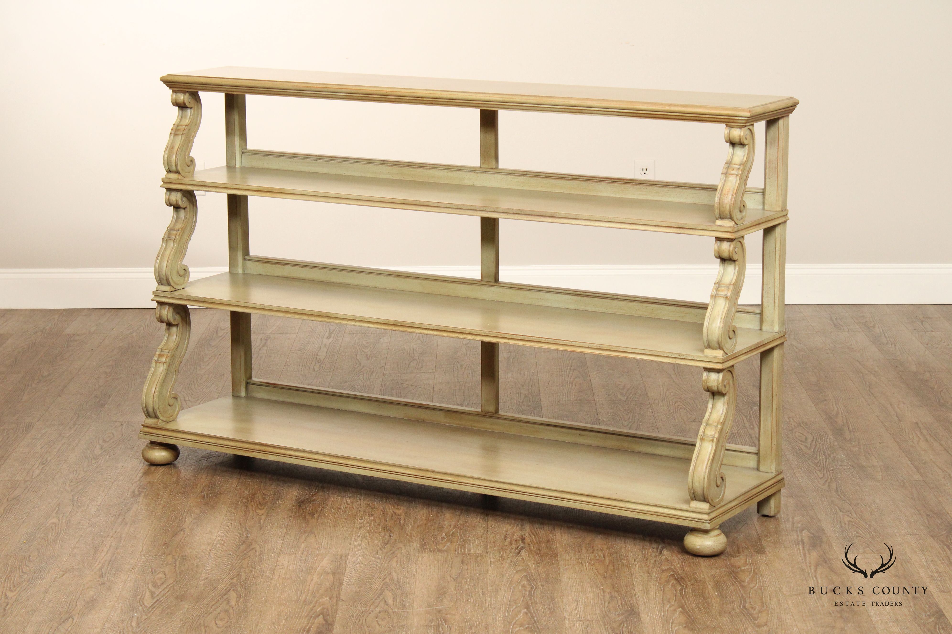 CTH Sherrill Occasional French Country Style Tiered Painted Open Etagere Bookcase