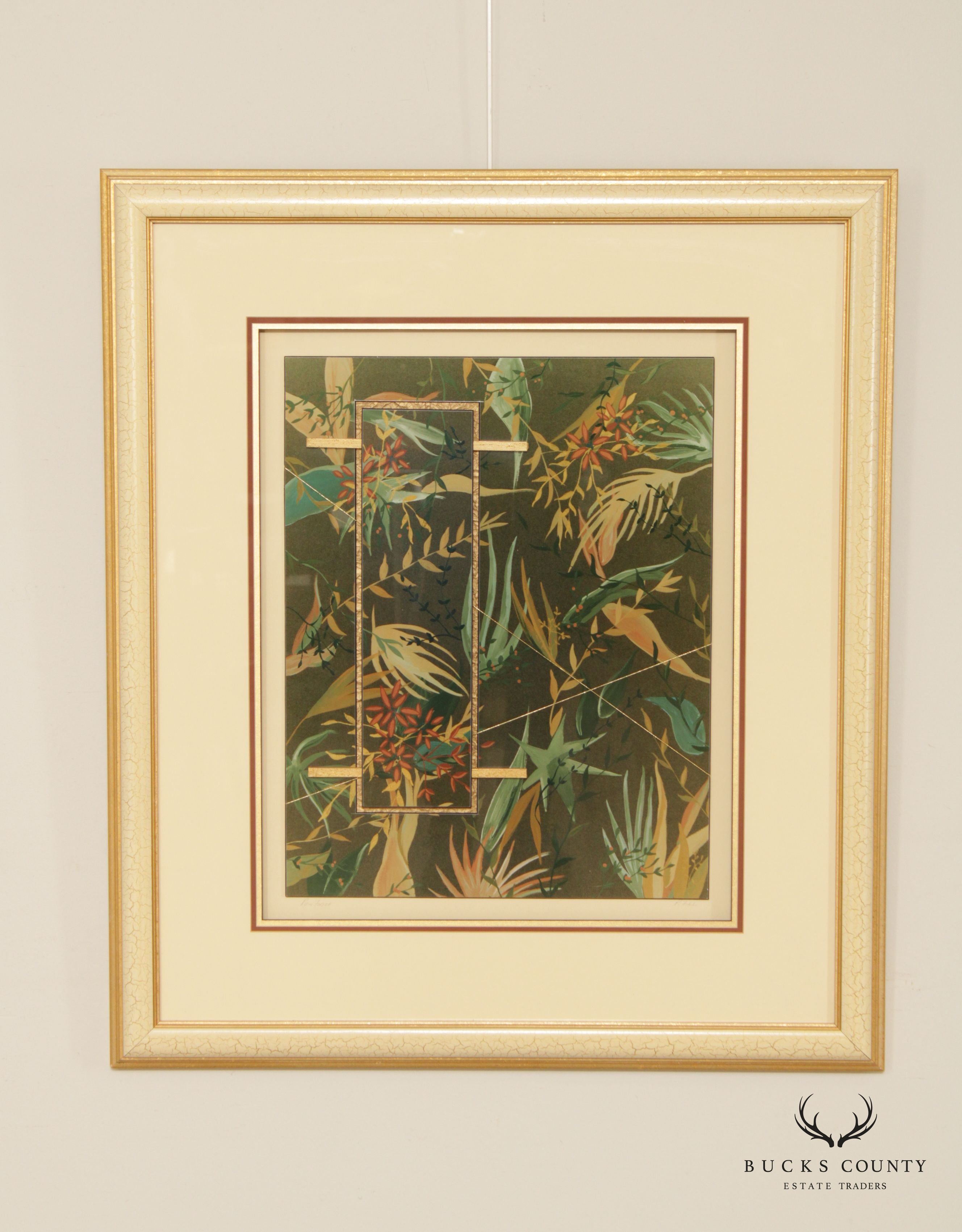 Vintage 'Rain Forest' Mixed Media Collage, Signed 'P. Fitch'