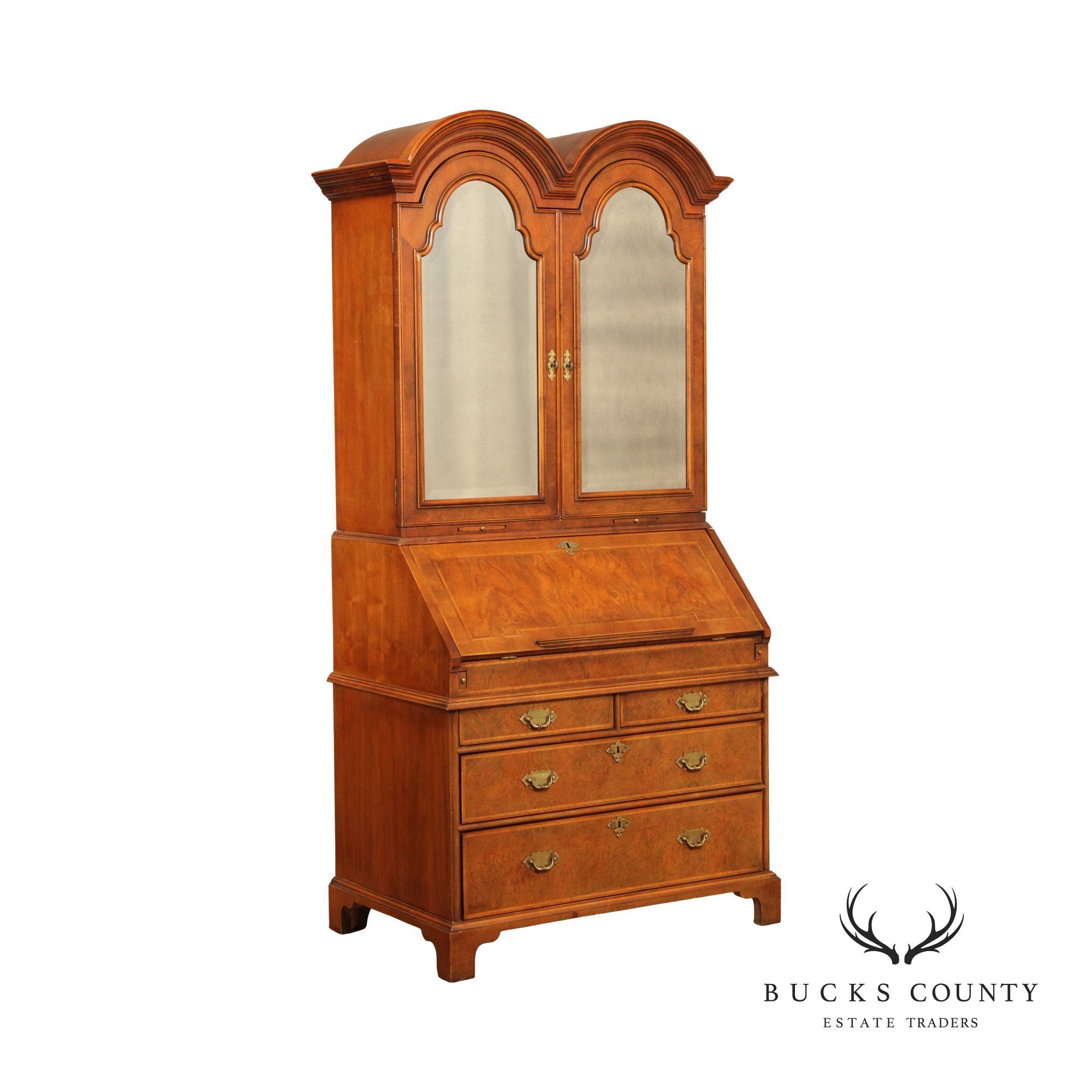 Century 'The British National Trust Collection' Double Bonnet Walnut Secretary Desk