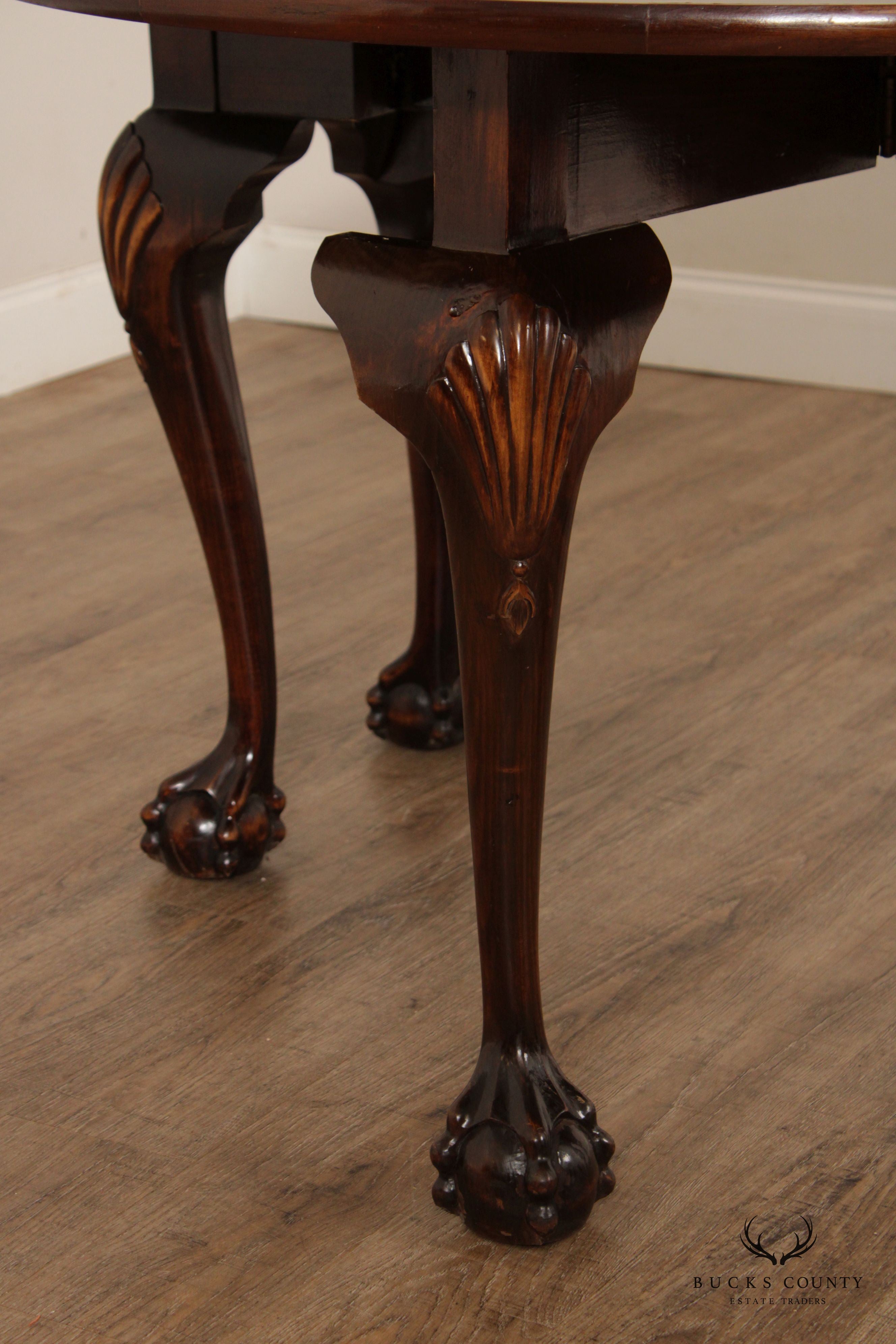 Chippendale Style Carved Mahogany Gate Leg Drop Leaf Table