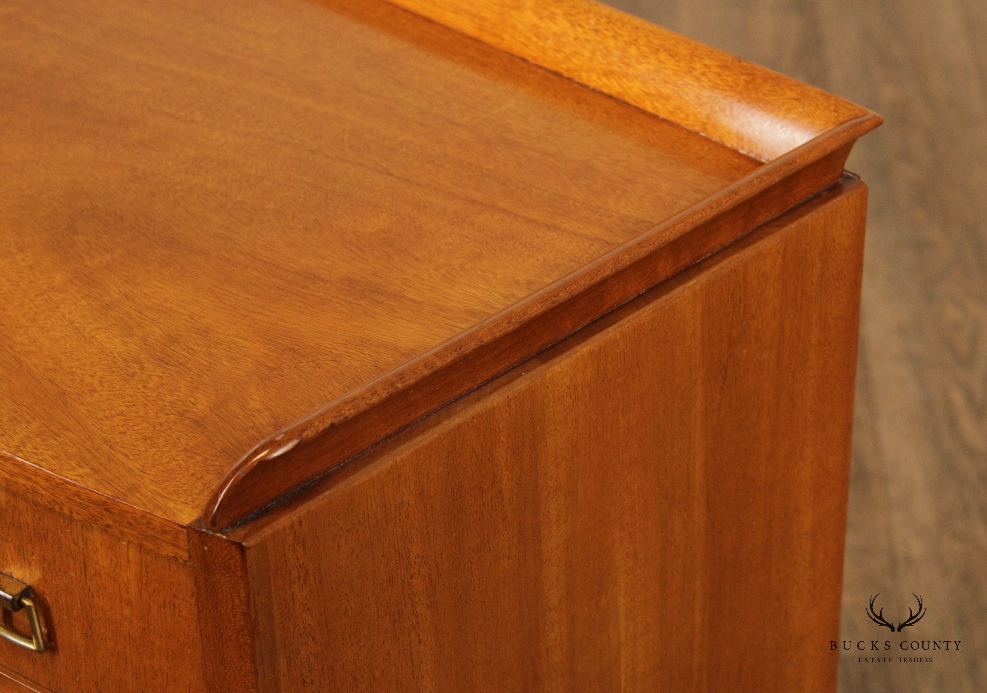 Mid Century Modern Parquetry Satinwood Nightstand Cabinet
