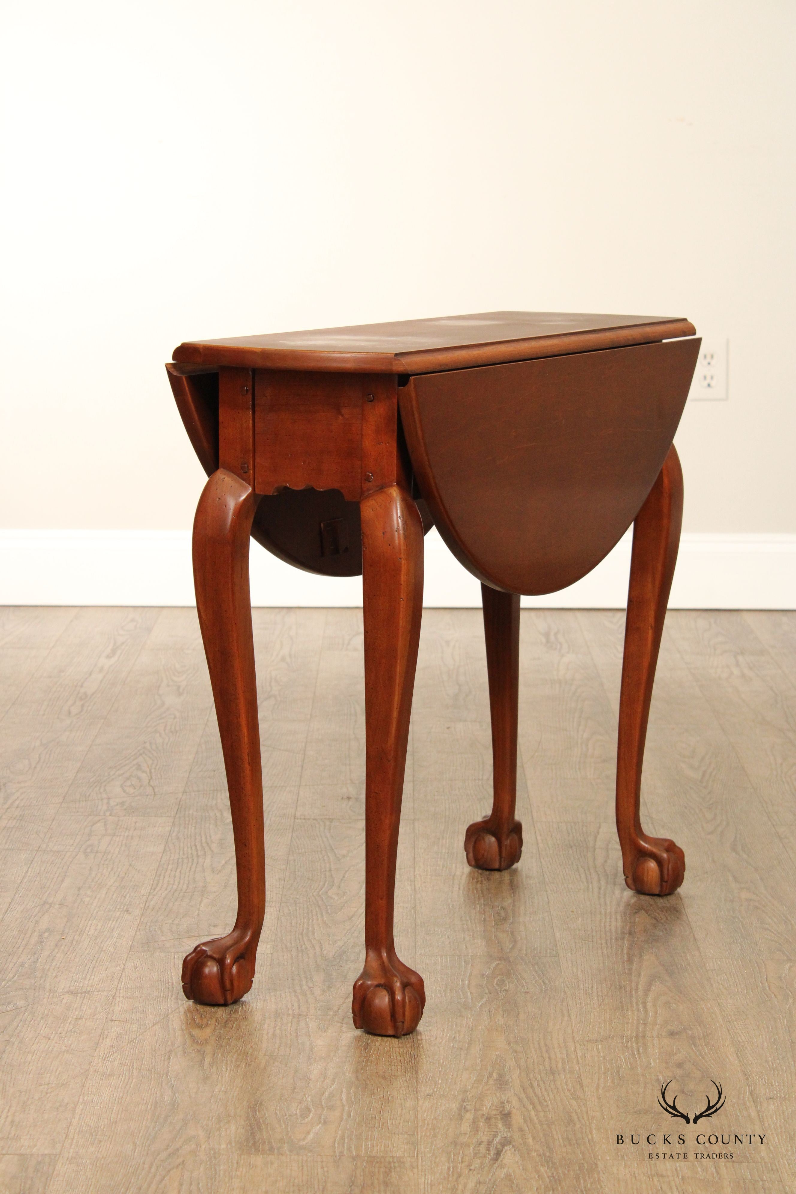 Chippendale Style Ball And Claw Drop Leaf Crescent Table
