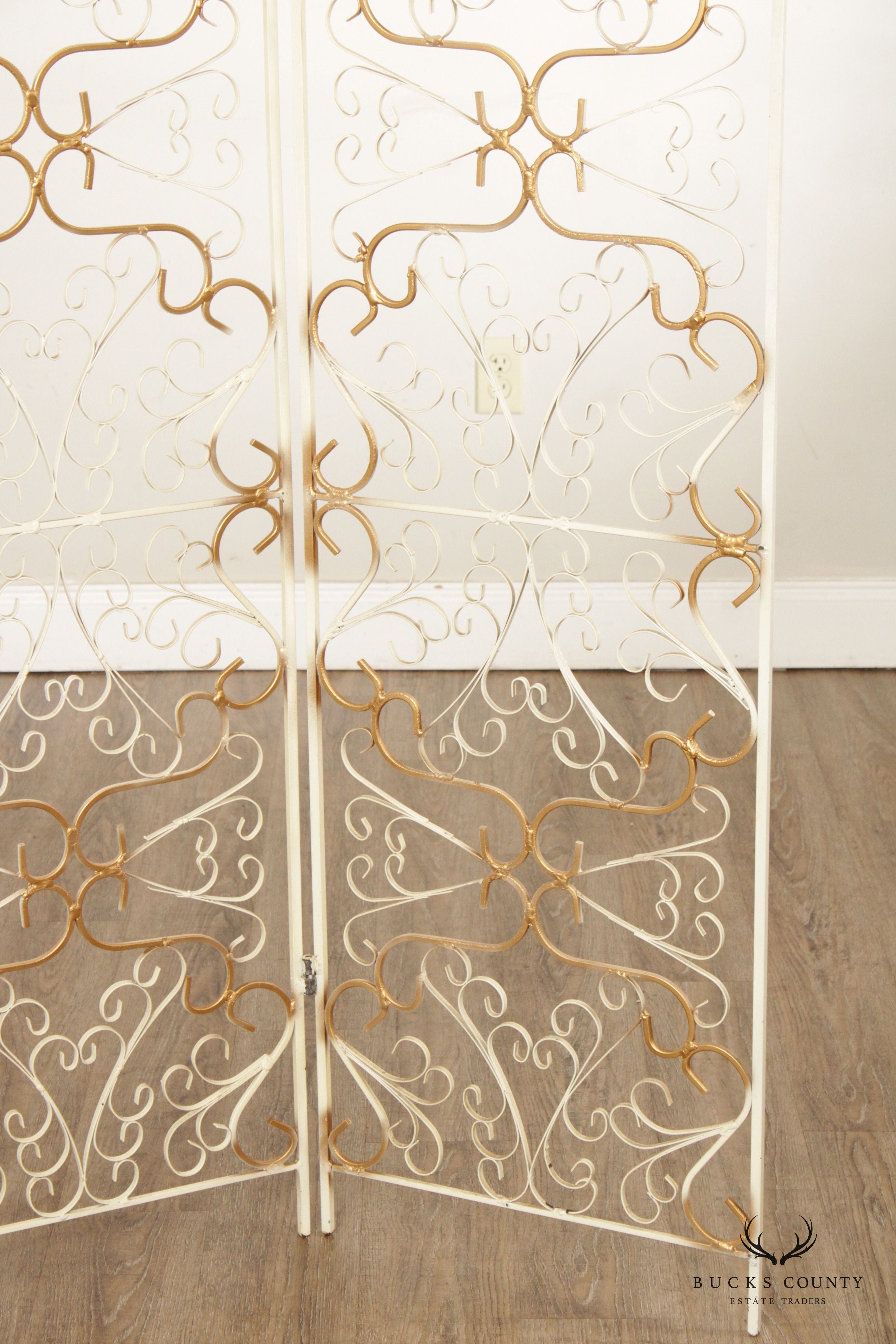 Mid Century Wrought Iron Three-Panel Folding Screen