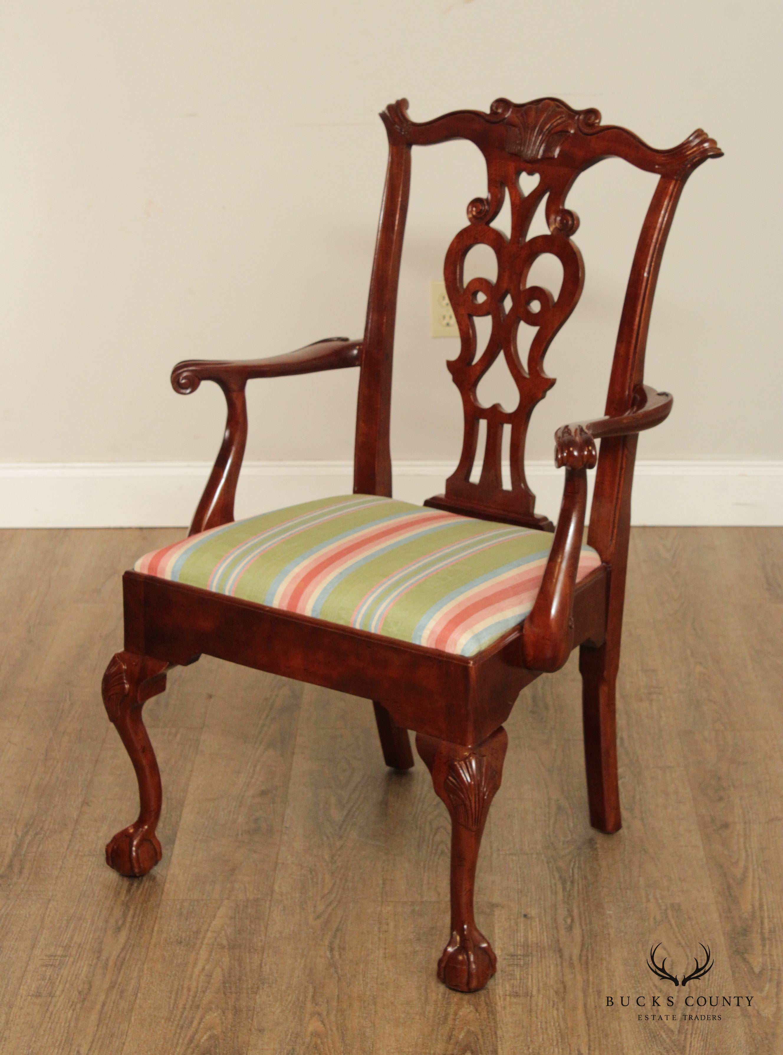 Chippendale Style Carved Mahogany Set of 10 Dining Chairs