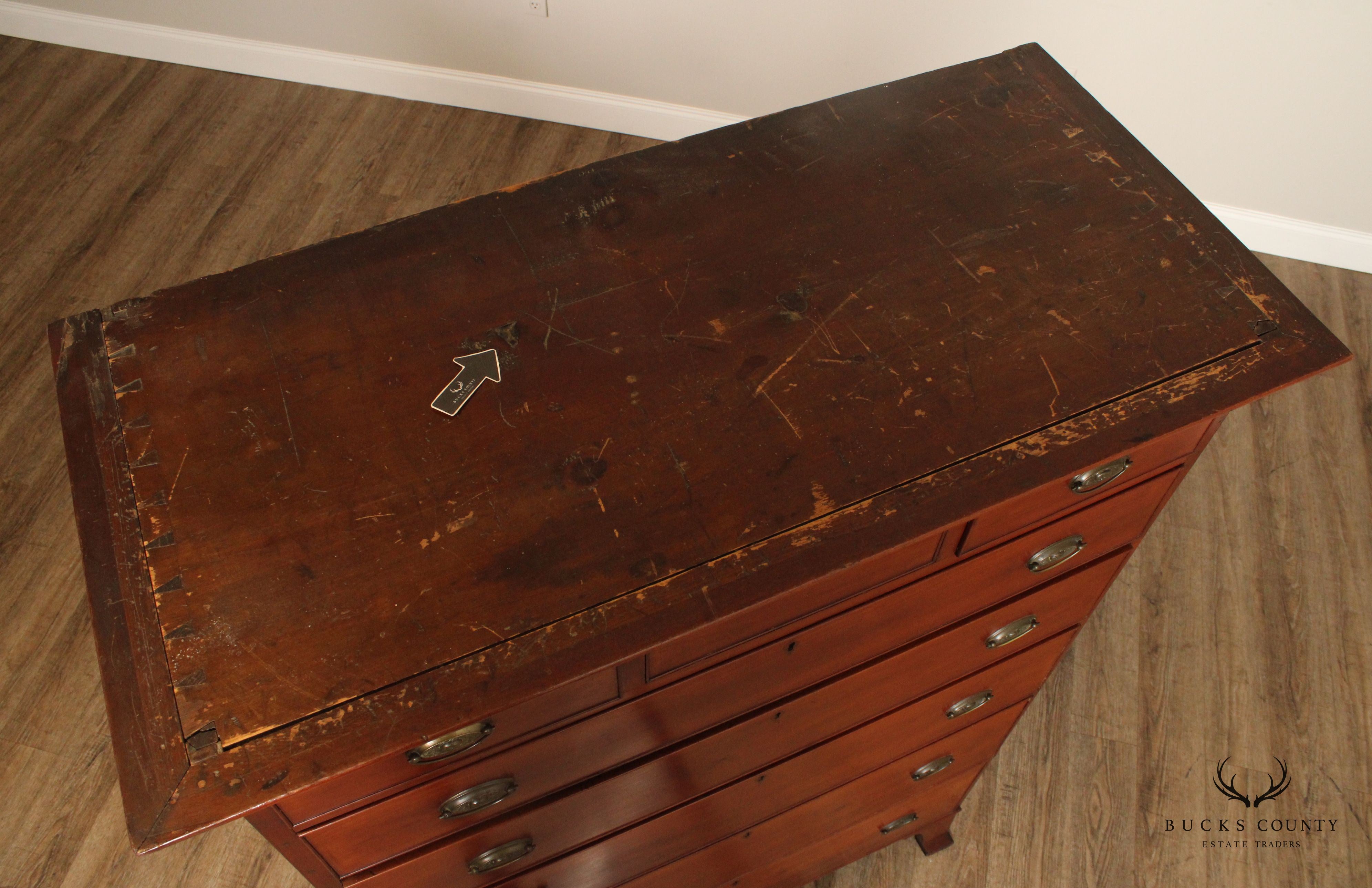 Antique American Cherry Hepplewhite Tall Chest of Drawers