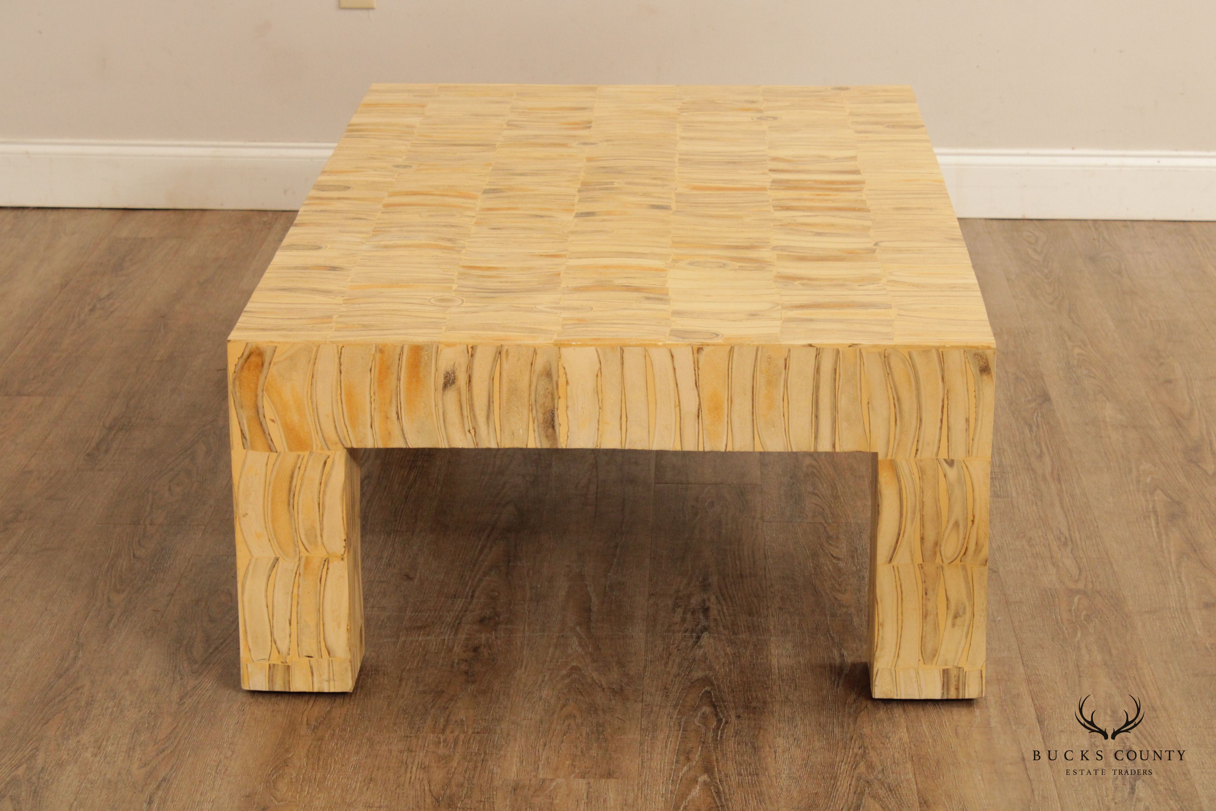 Mid Century Modern Tessellated Wood Large Coffee Table