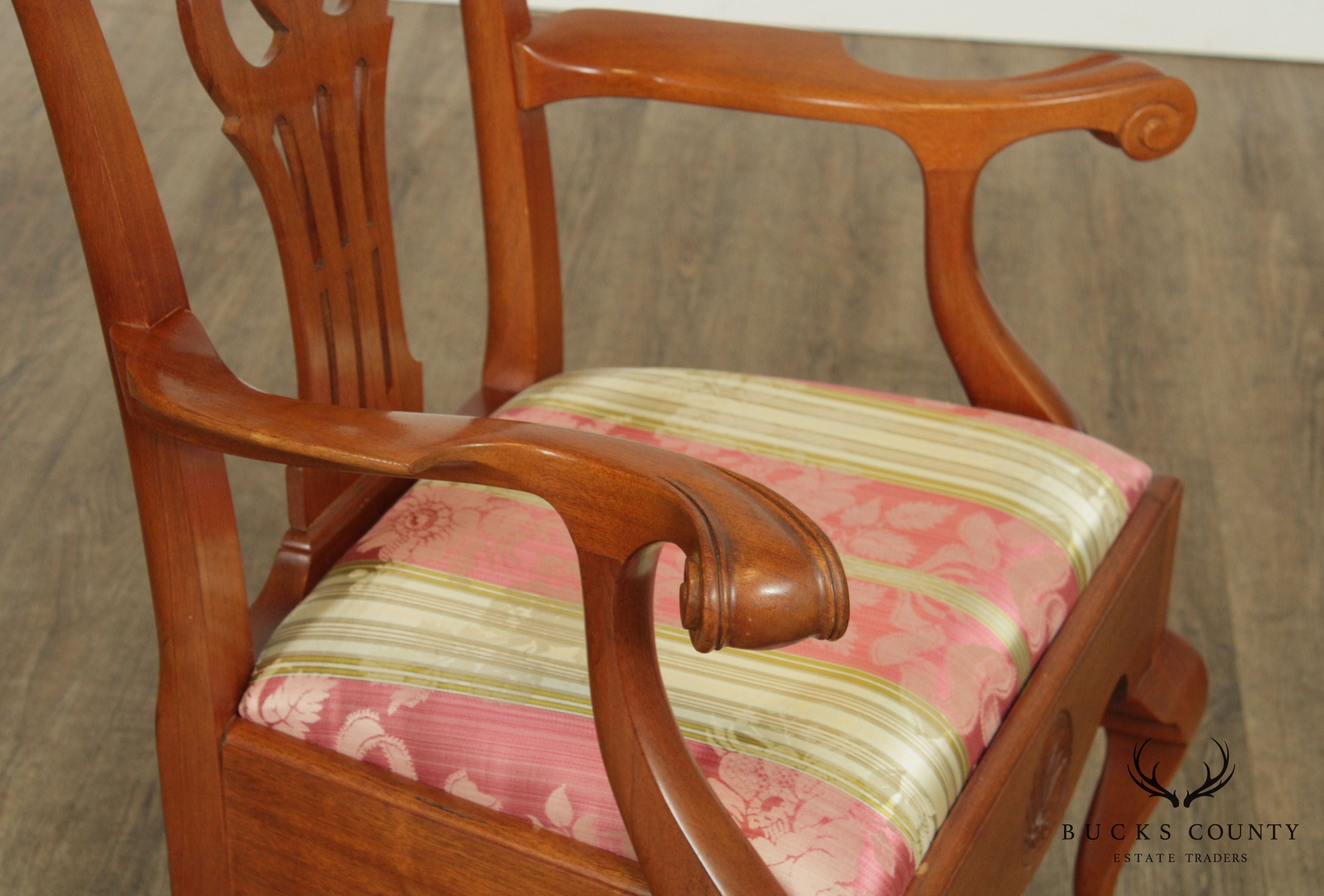 Chippendale Style Vintage Custom Crafted Pair Ball & Claw Armchairs