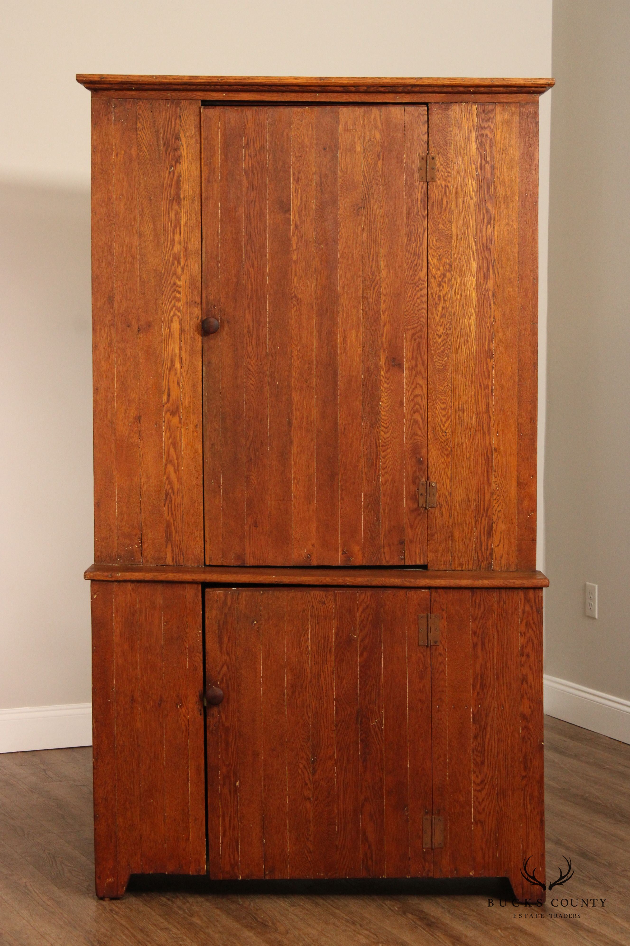 Antique Pennsylvania Oak Stepback Cupboard
