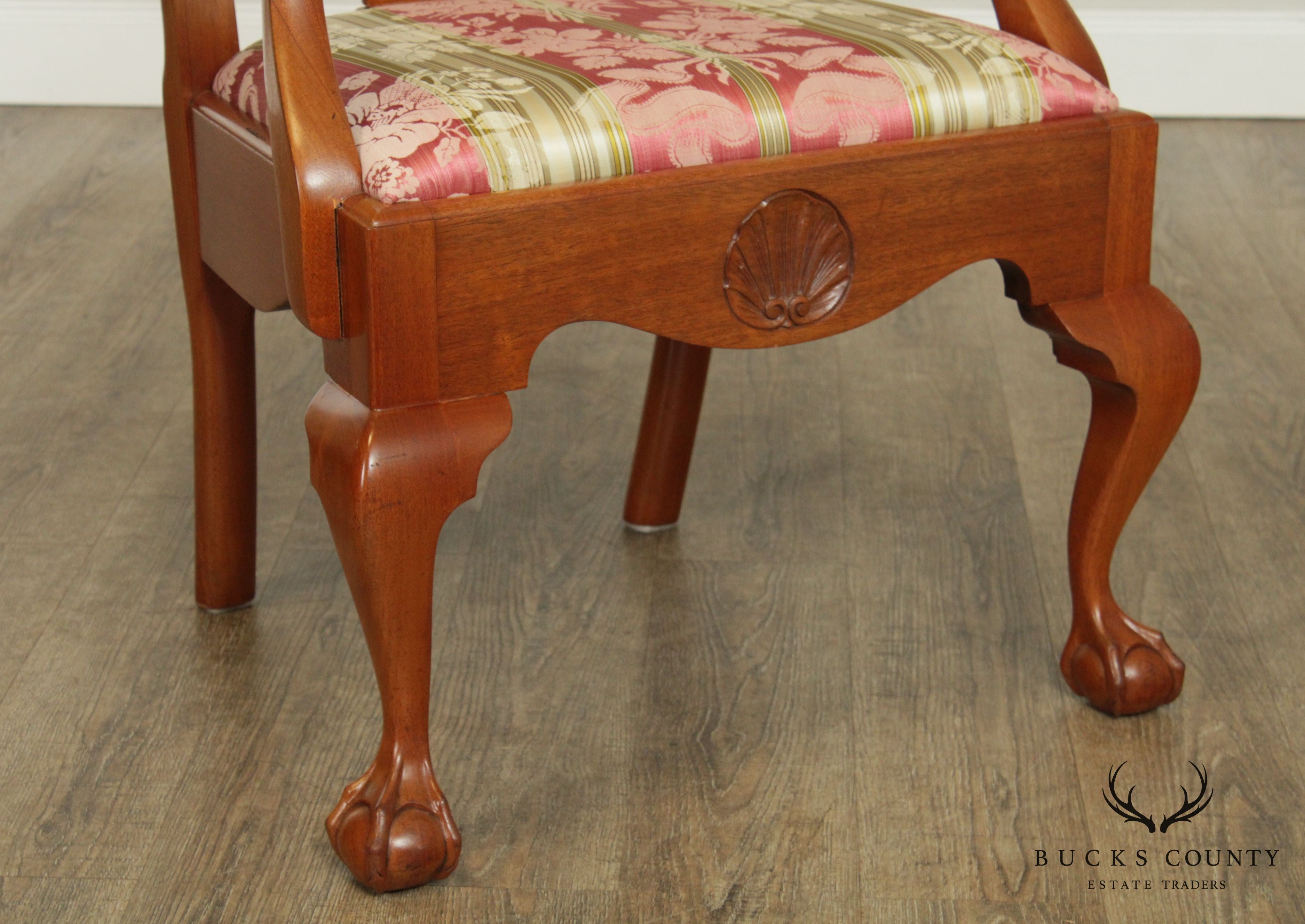 Chippendale Style Vintage Custom Crafted Pair Ball & Claw Armchairs