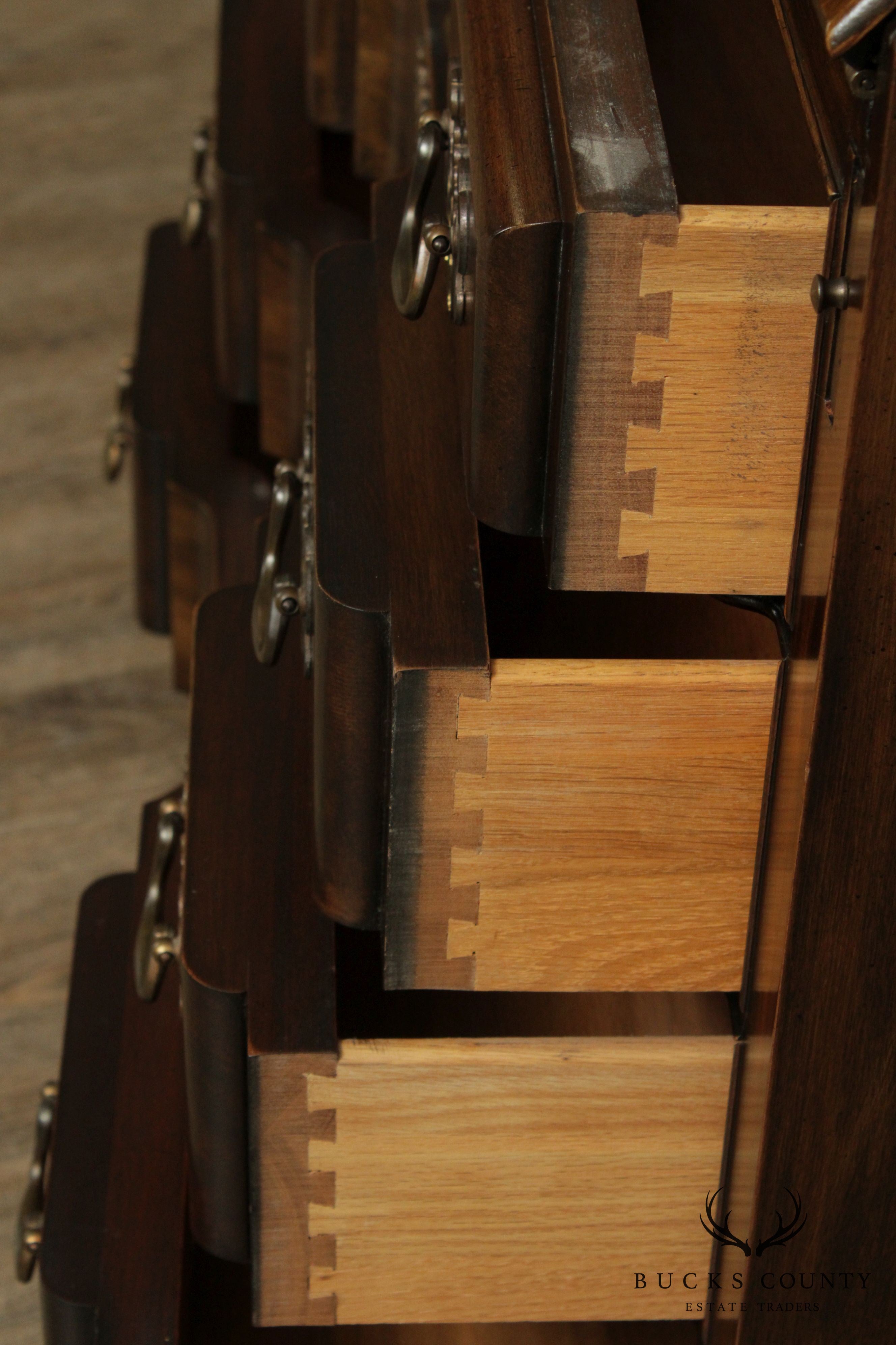 Maddox Chippendale Style Vintage Mahogany Block Front Secretary Desk