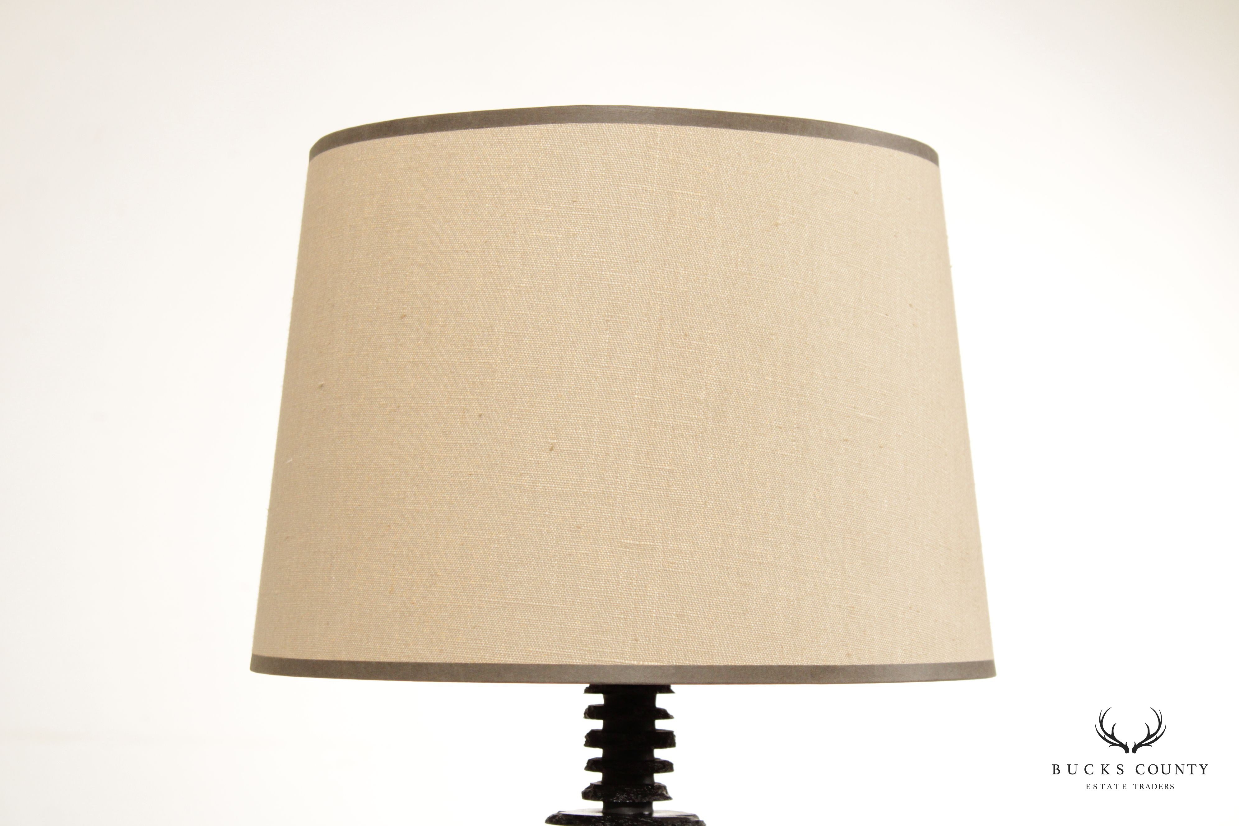 Jeffrey Greene Studio Design Contemporary Style Black Slate Table Lamp with Shade