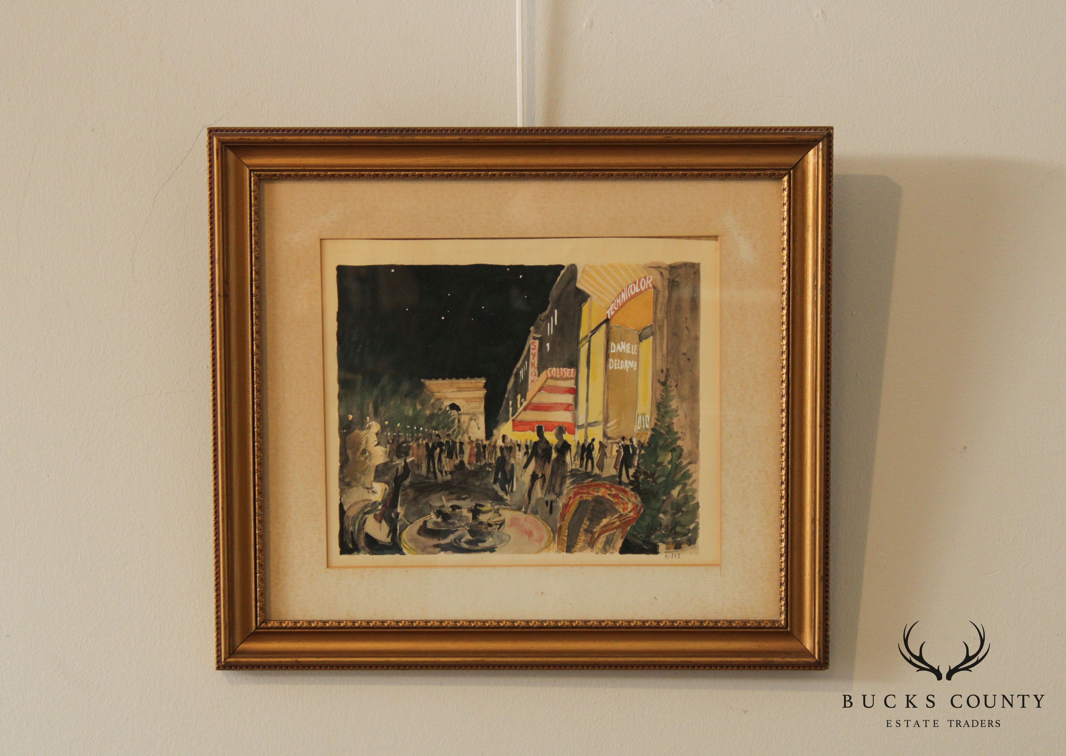 Franz Herbelot Parisian Cinema Bistro Lithograph