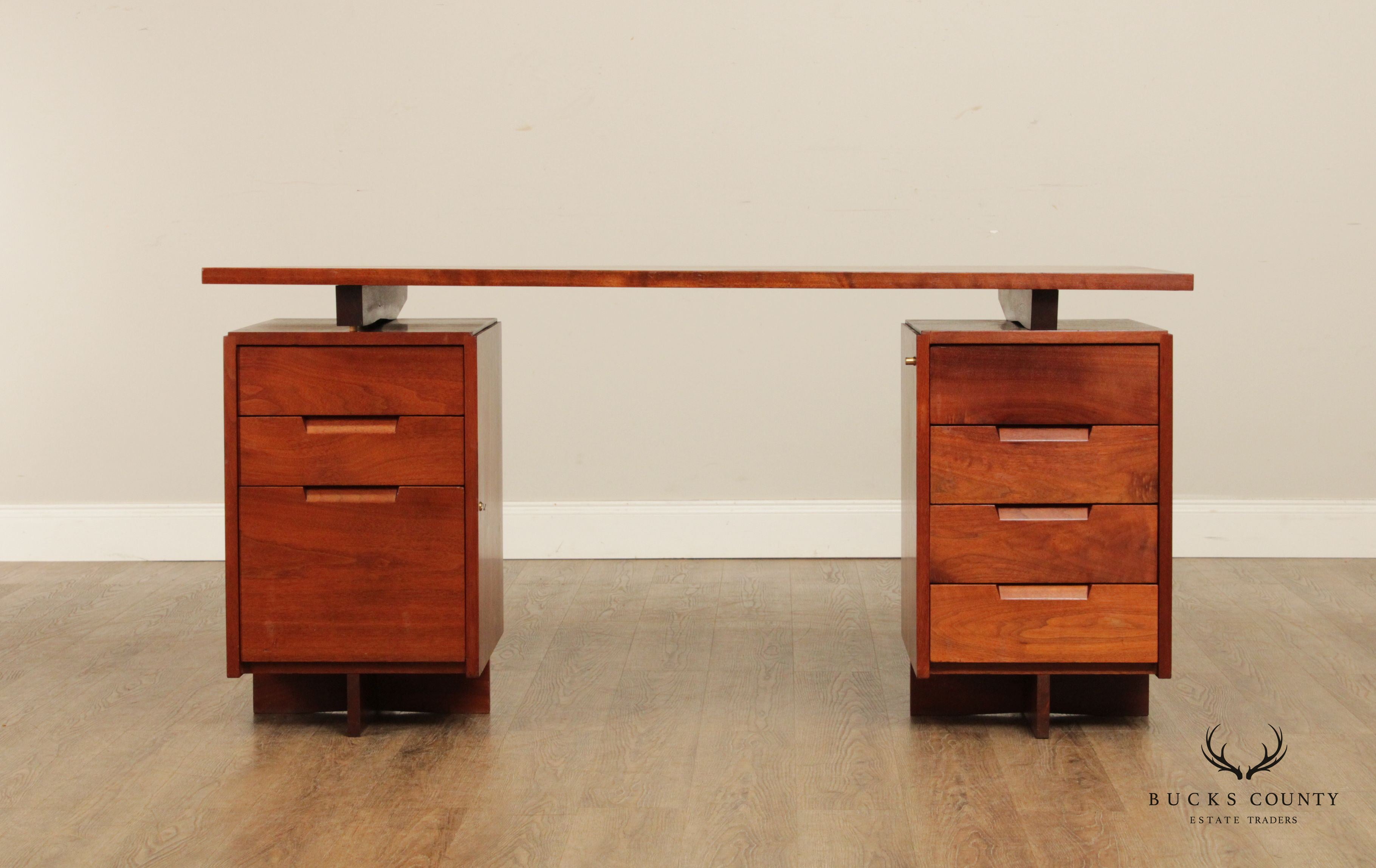 George Nakashima Studio Walnut Double Pedestal Desk