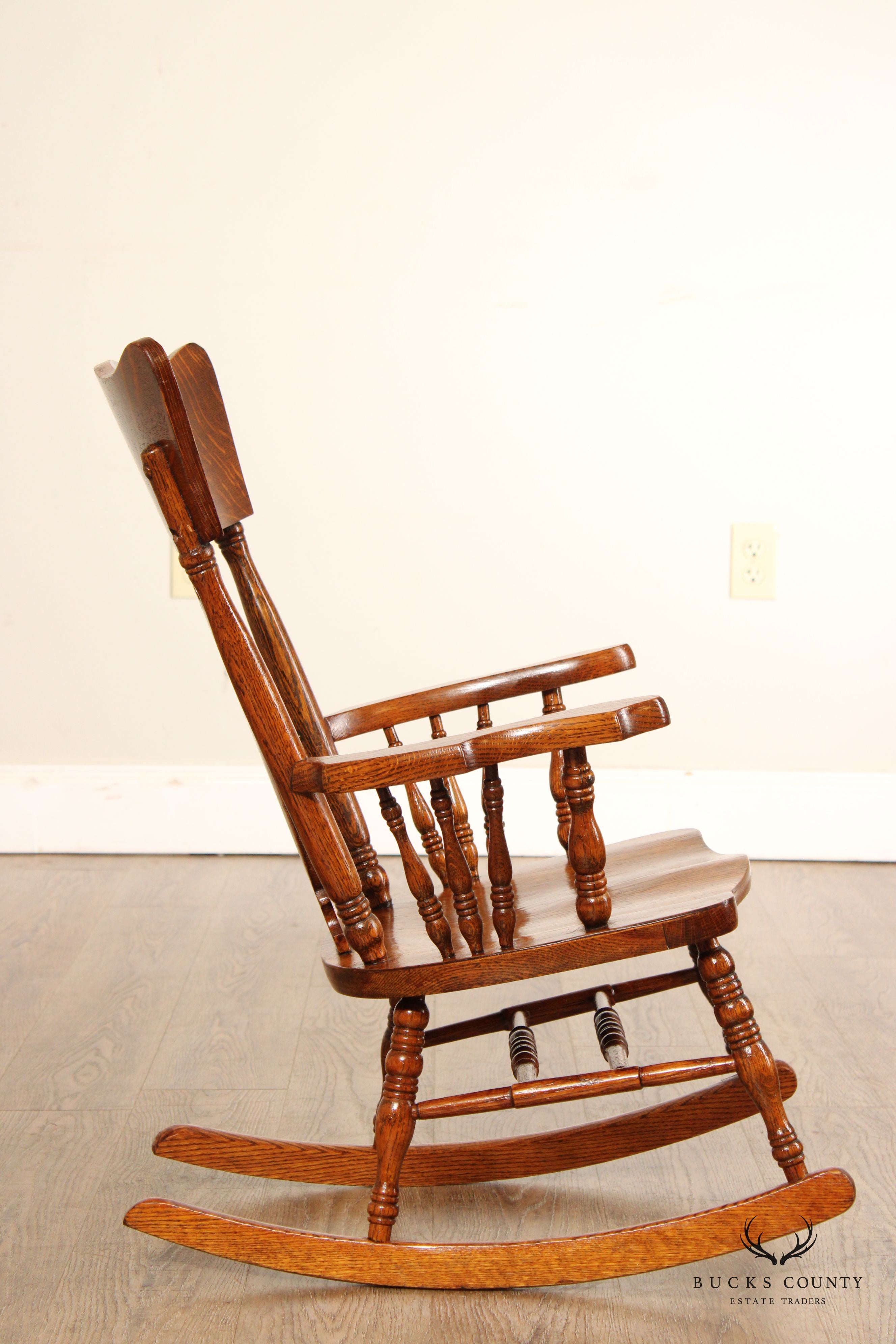 Antique Victorian Oak Child's Miniature Rocker