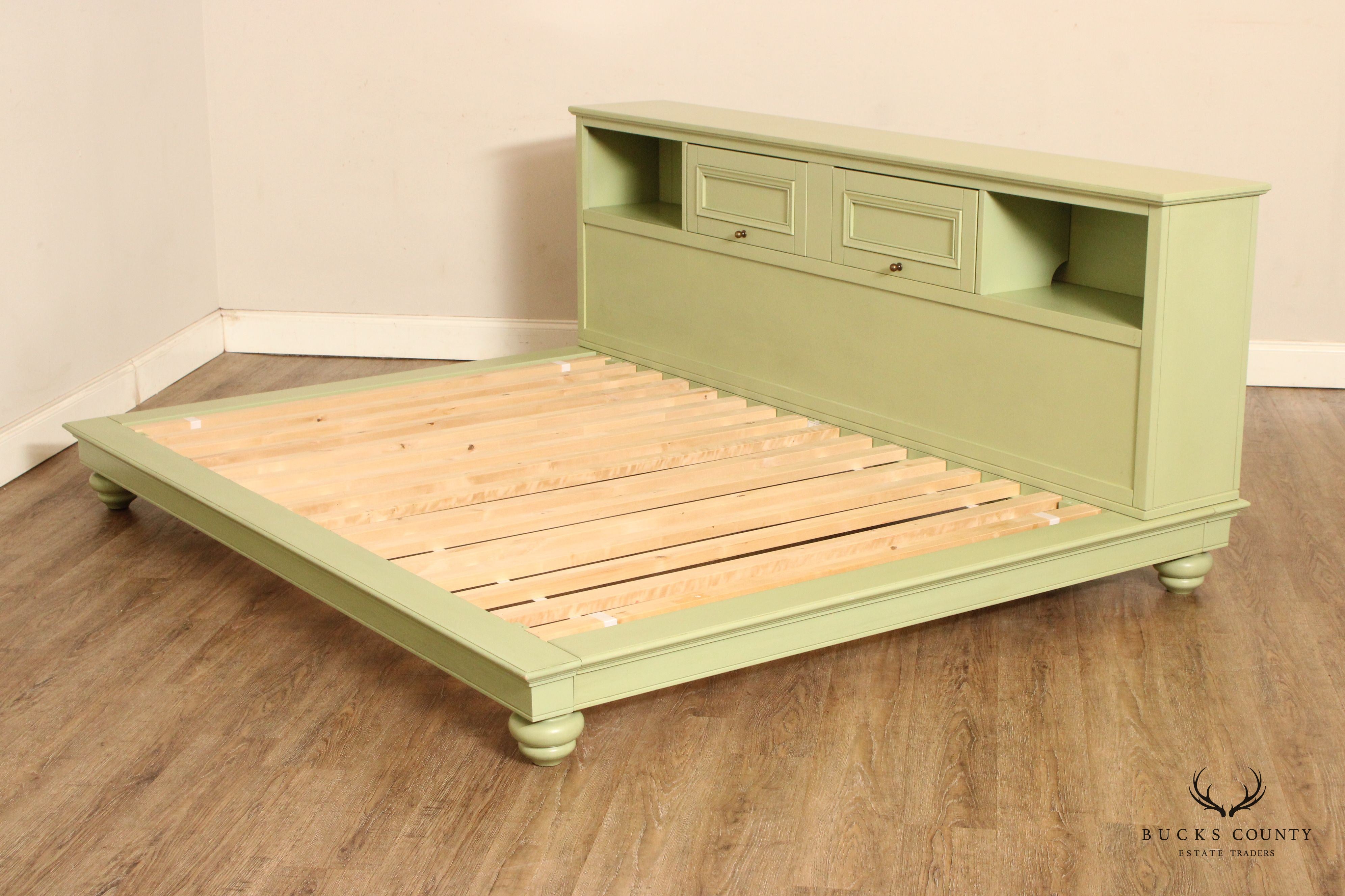 Pottery Barn Teen Green Painted King Size Platform Bed