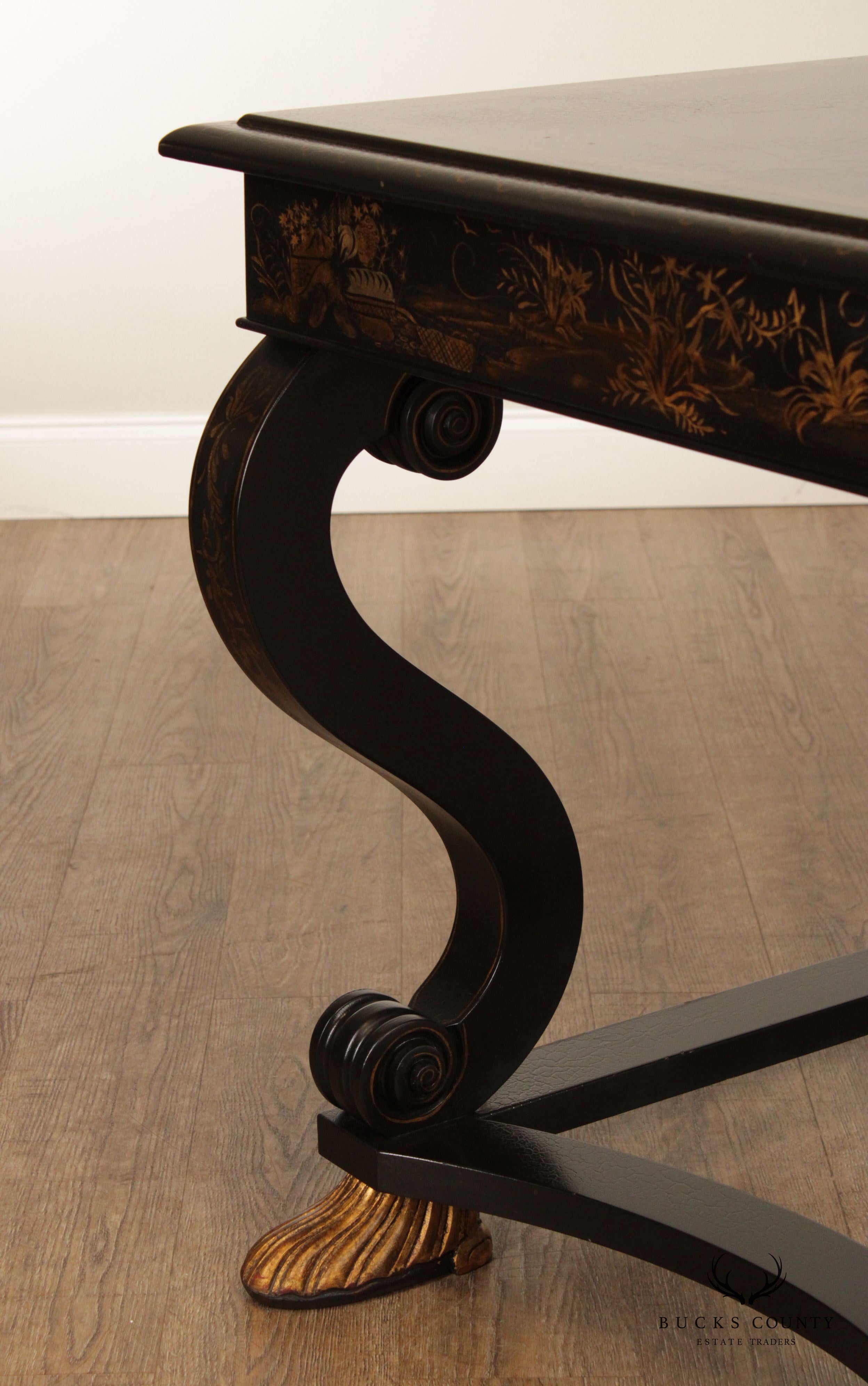 William Switzer Regency Style Chinoiserie Decorated Three Drawer Writing Desk