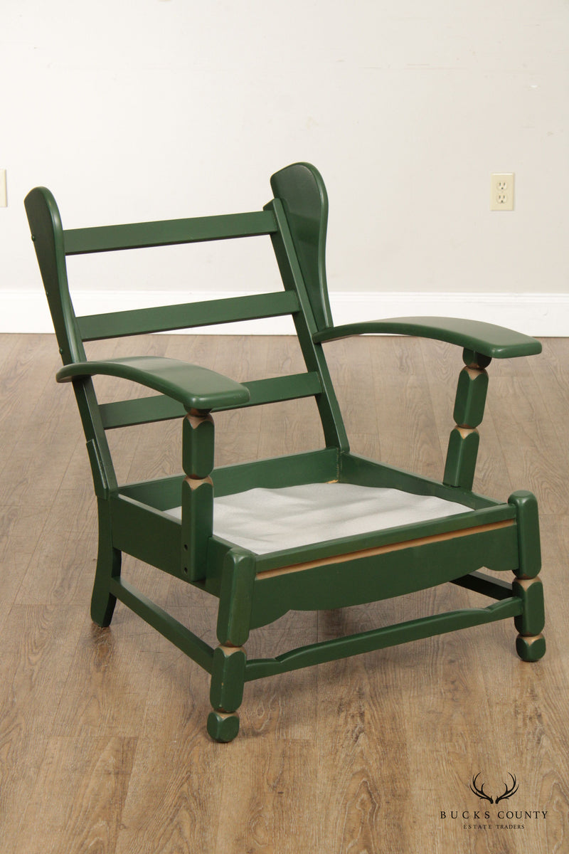 Mid Century Folk Art Green Painted Armchair