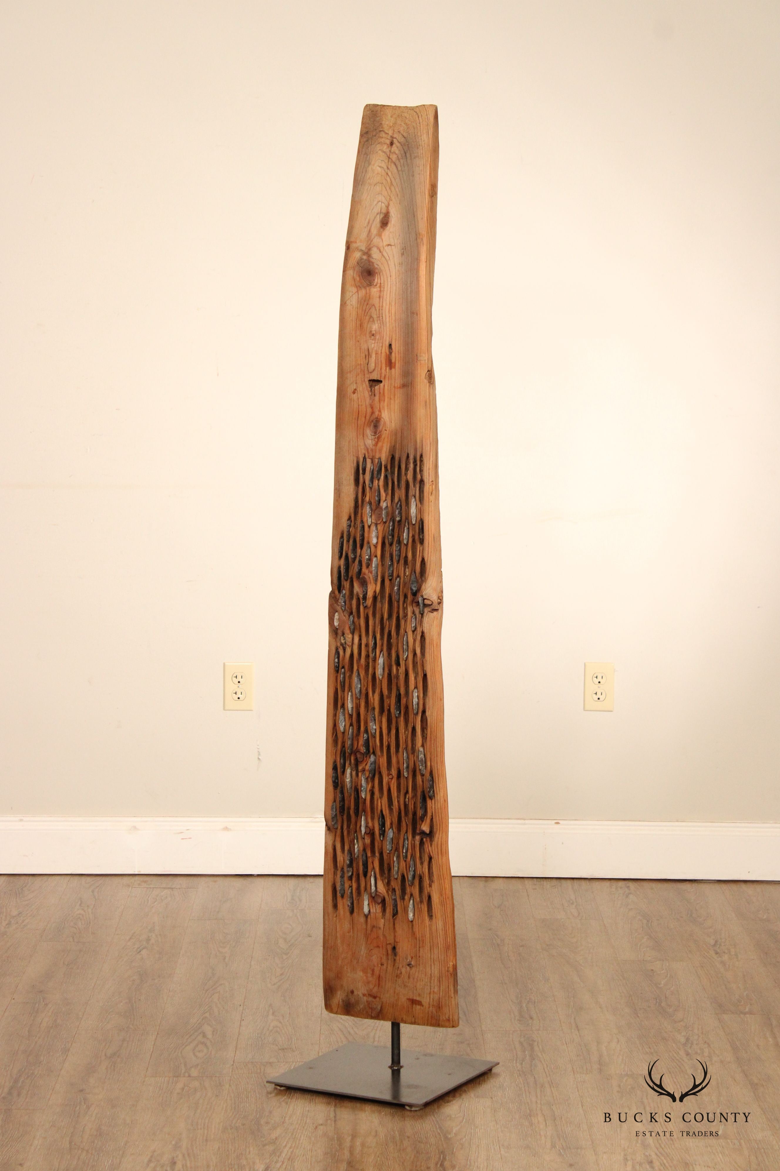 Vintage Abstract Reclaimed Natural Wood Tall Sculpture