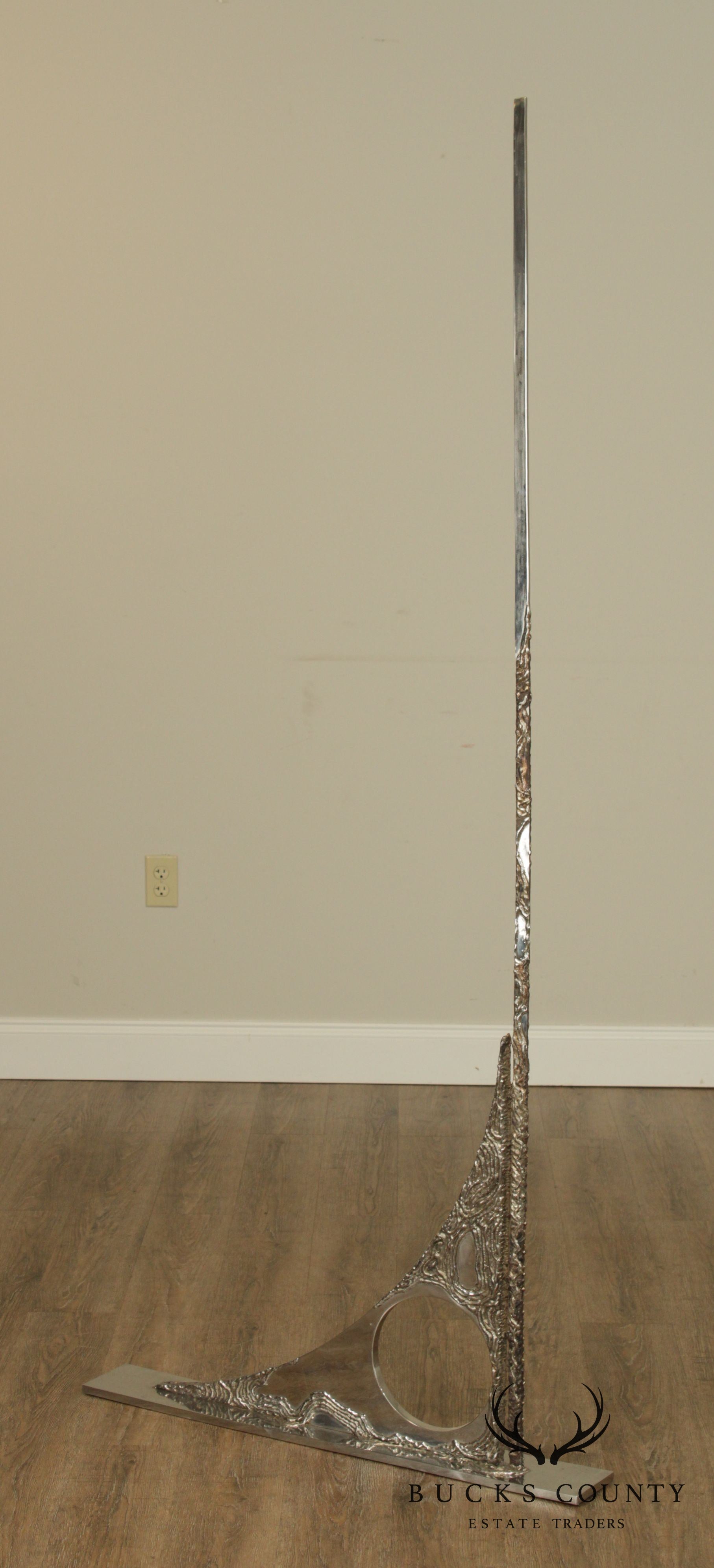 Mid Century Modern Abstract Chromed Steel 76" Tall Sculpture