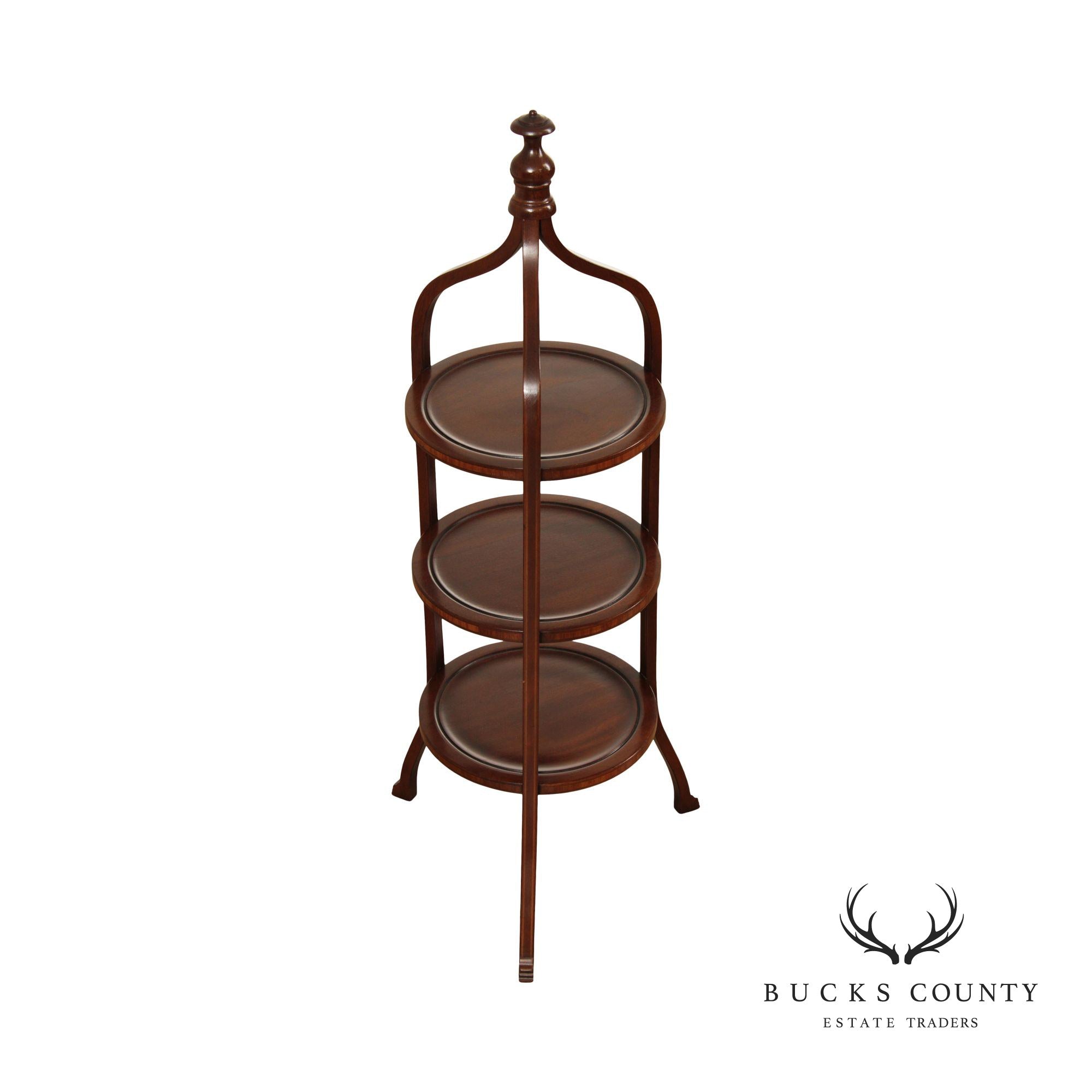 John Stuart Mahogany Three Tier Serving Table or Muffin Stand